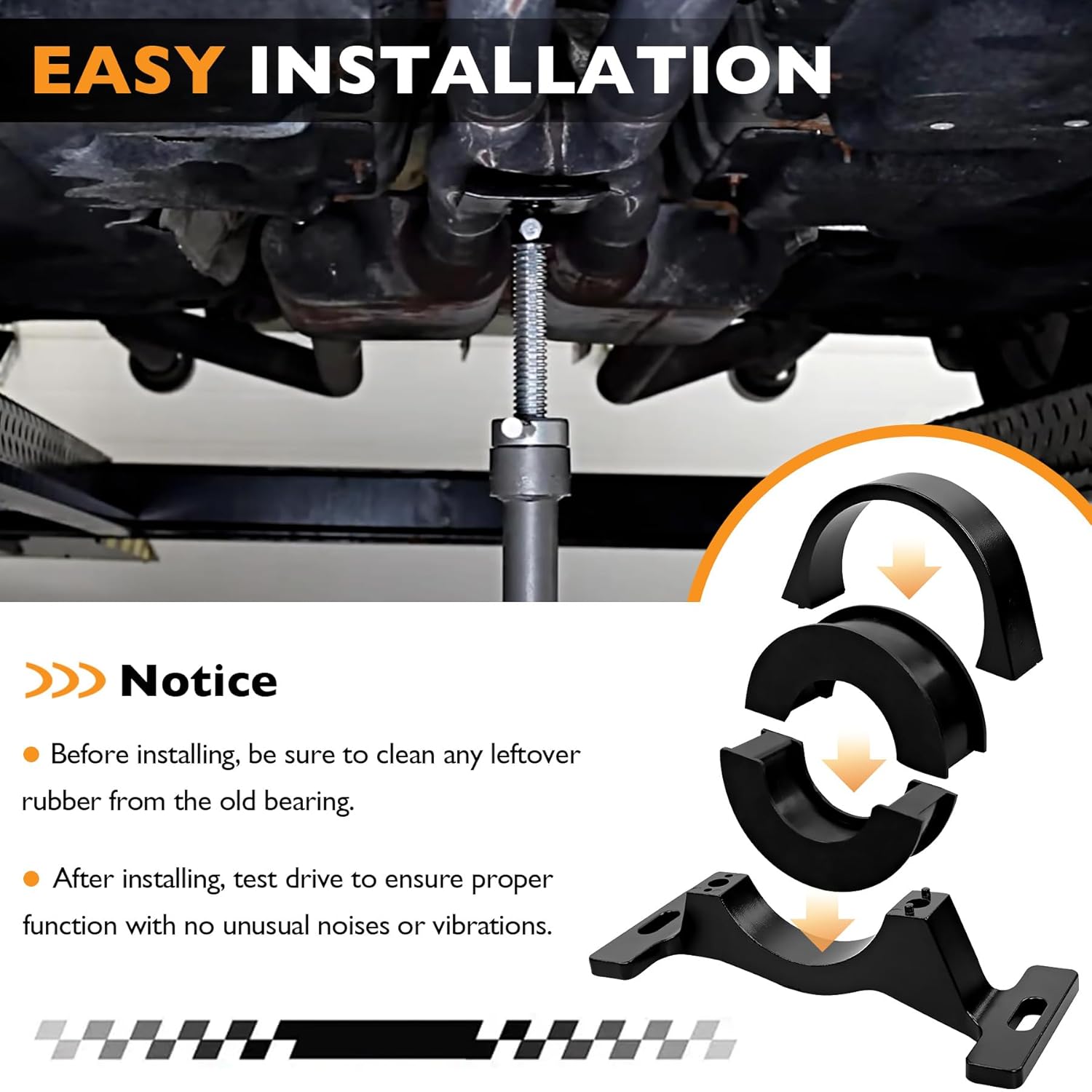 Center Support Bearing Drive Shaft Center Bearing Support Solution, Compatible with 2015-Up Dodge Charger Challenger, Chrysler 300, Scat Pack Hellcat 394 Rwd & AWD V6 & V8 All Trims, Black