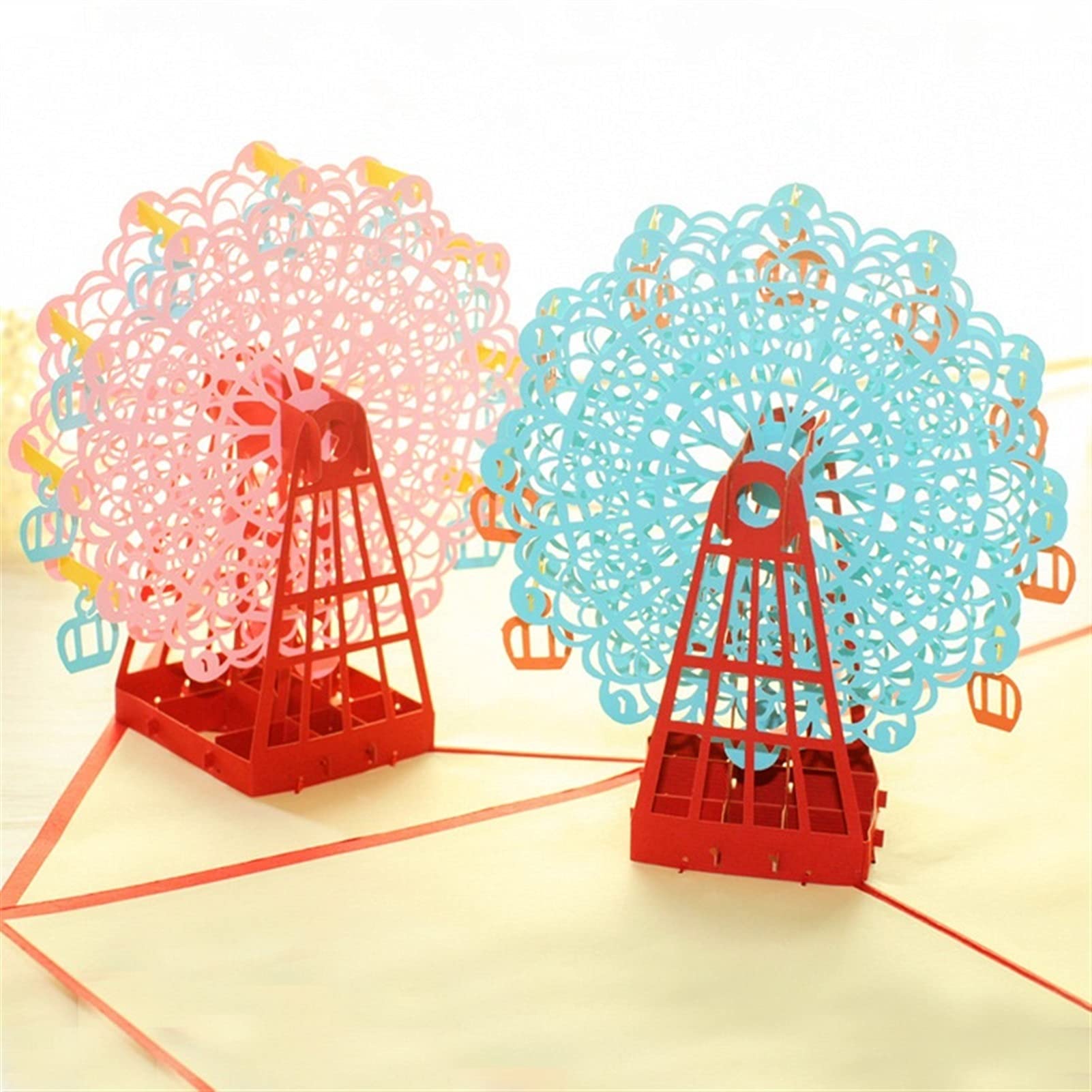 Biglietti d' auguri Laser Cut Avitazioni di nozze Card Card 3D Ferris Rotella Pop- up cartolina d' auguri biglietti di auguri decorazione della festa di nozze festival regalo regalo a sorpresa Biglie
