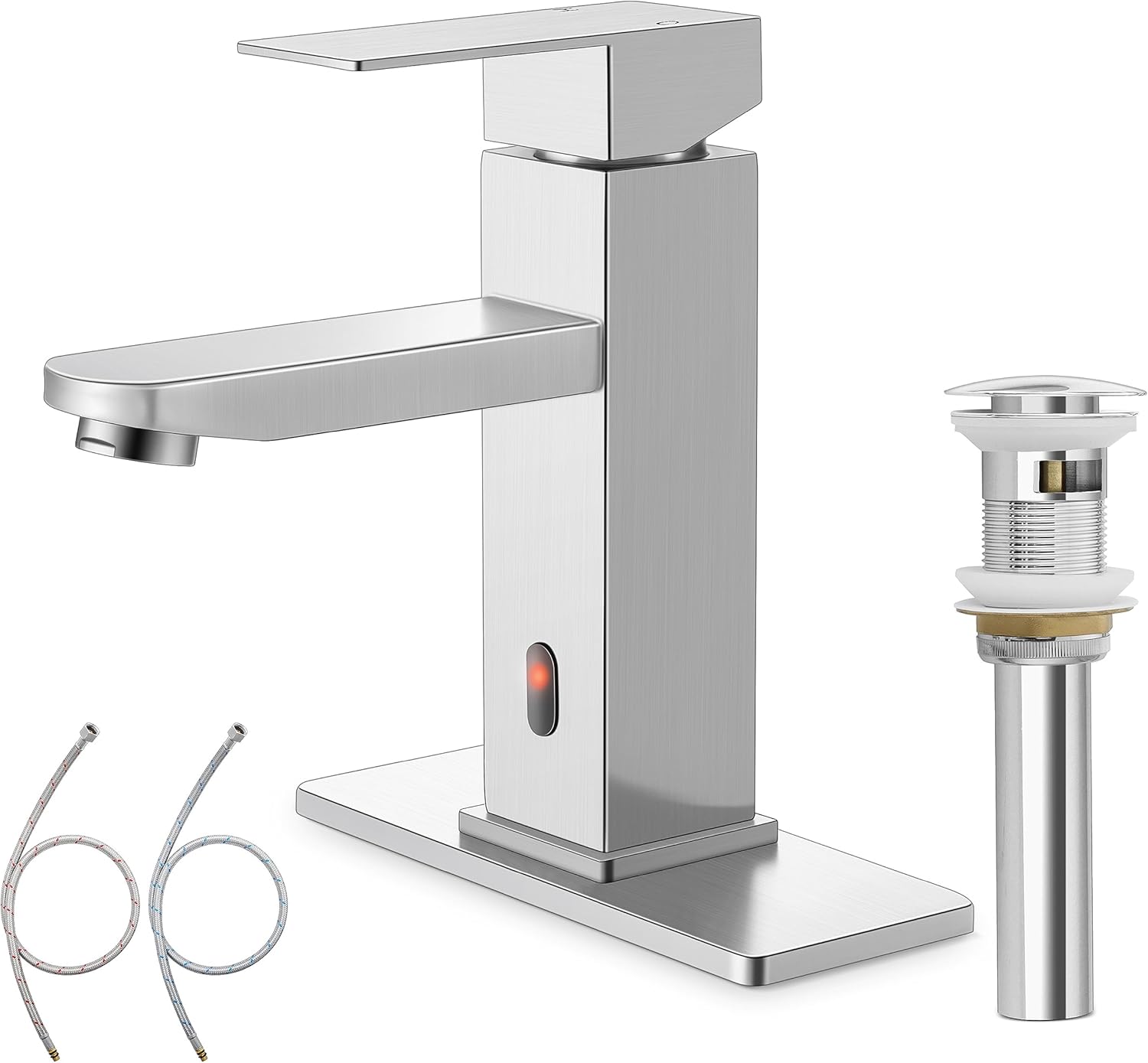 Homikit Touchless Bathroom Sink Faucet with Pop Up Drain & Deck Plate