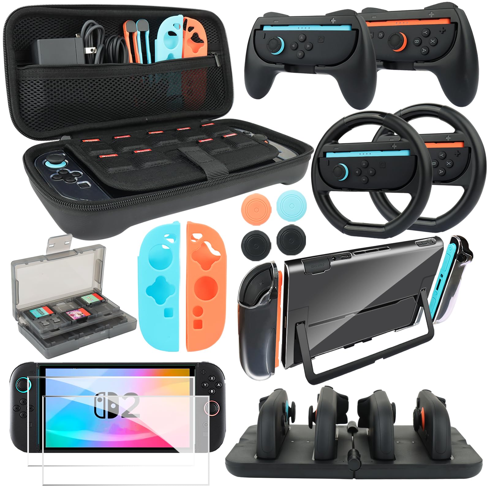 WEILE Switch 2 (2025) Accessories - 16 in 1 Family Accessory Bundle Kit | Carrying Case&T…