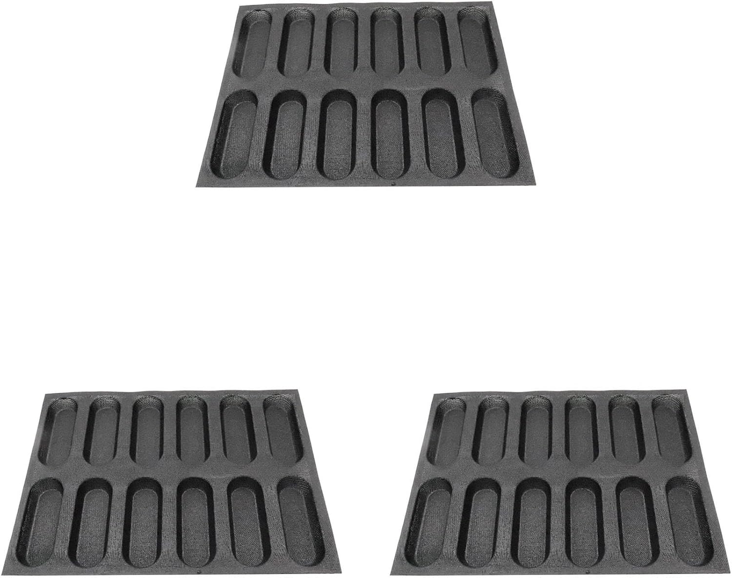 3X 12 Holes Silicone Pan-Non-Stick Perforated French Bread Pan Forms,Hot Dog Molds