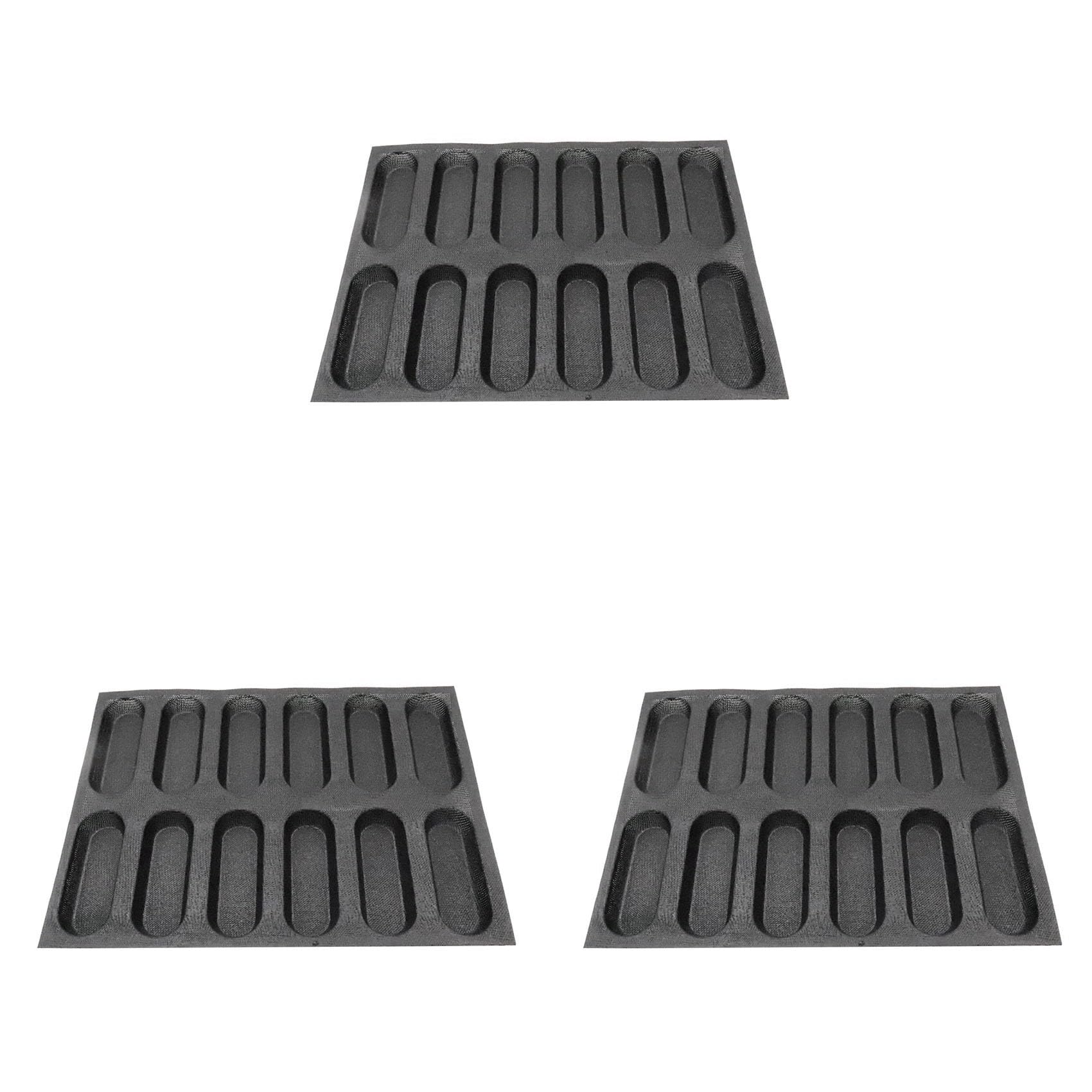 Hndhbfgrt 3X 12 Holes Silicone Pan-Non-Stick Perforated French Bread Pan Forms,Hot Dog Molds