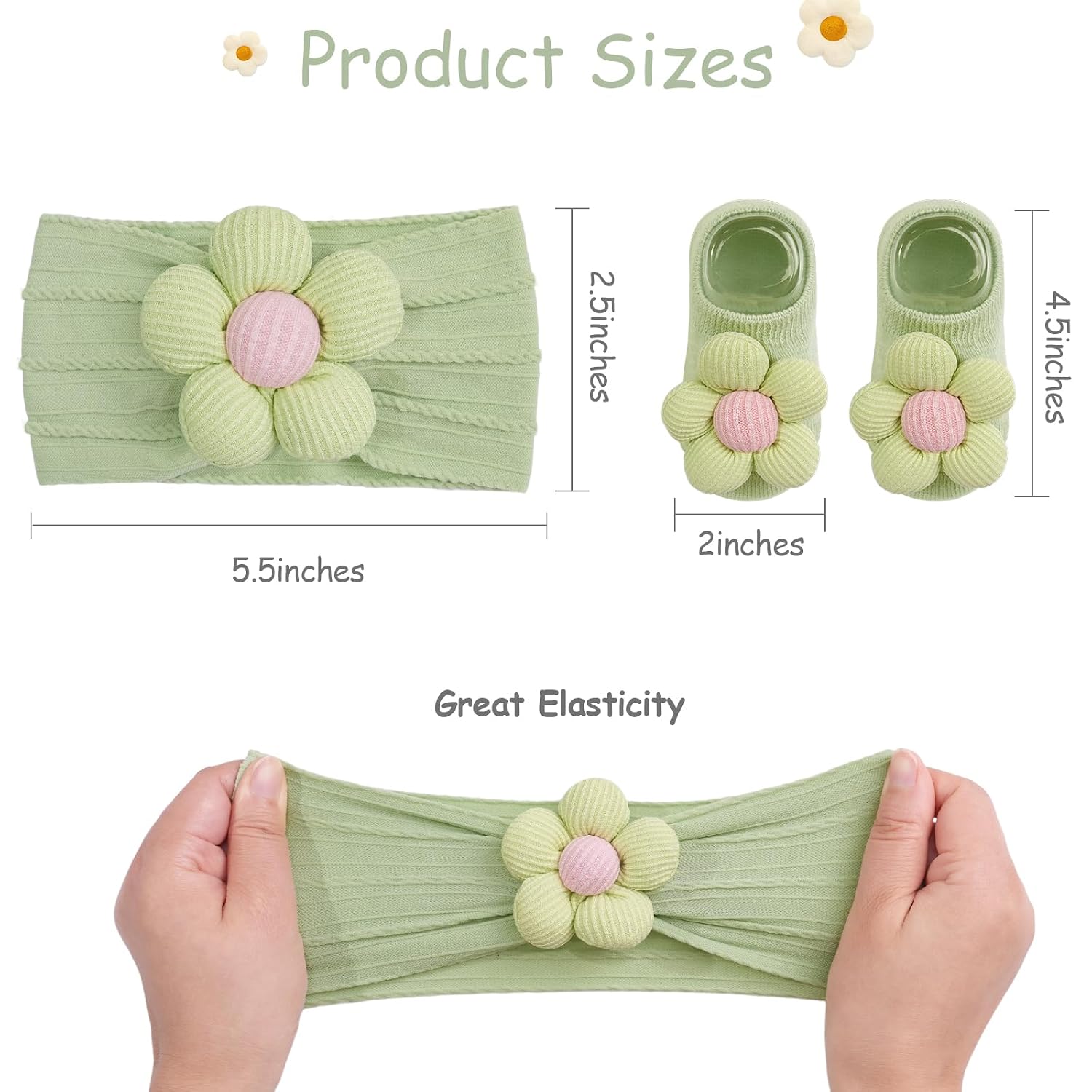 CÉLLOT Baby Flower Headbands and Floral Sock Sets for Babies Newborn Girls image 4