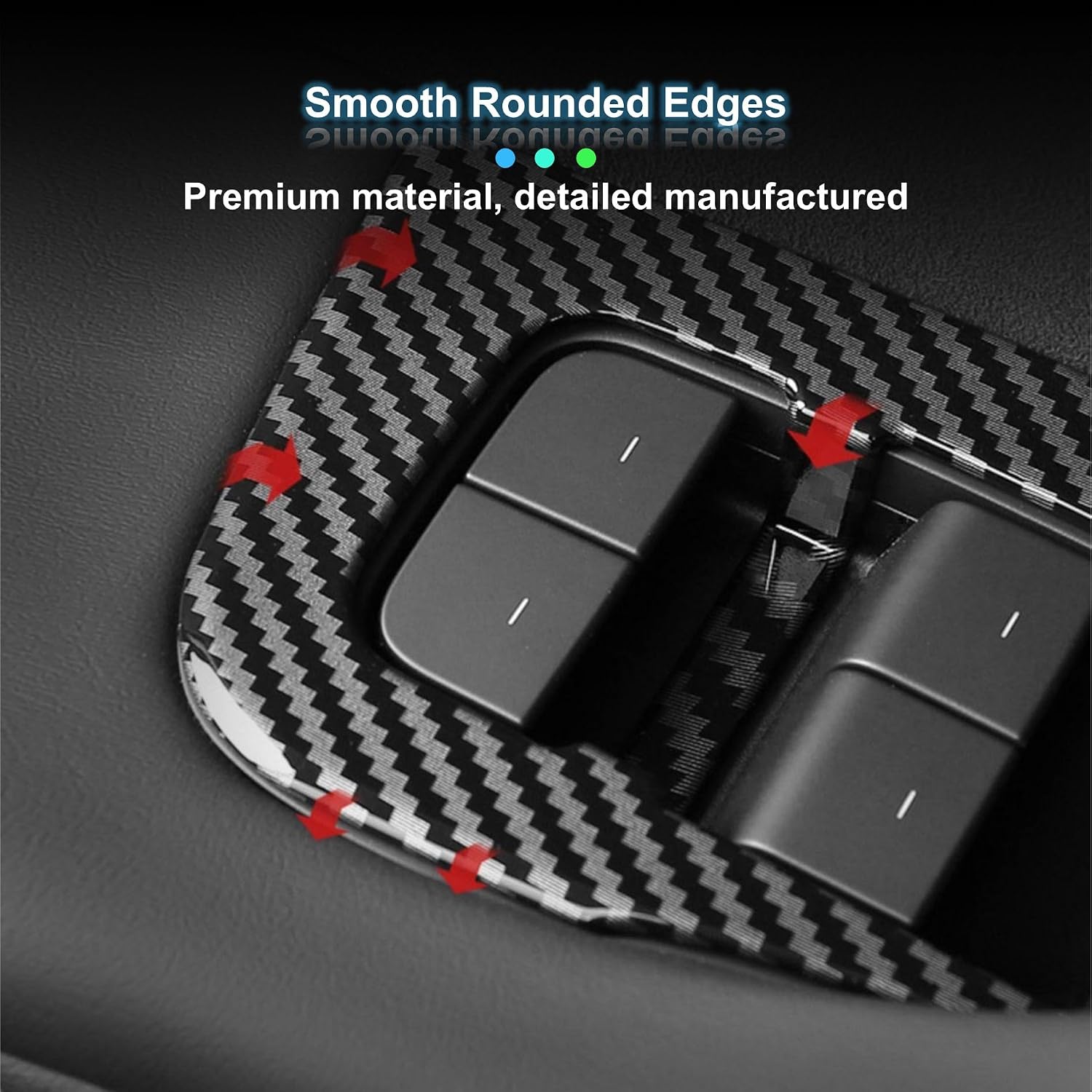 14pcs Door Armrest Window Lift Trim, Switch Panel Protective Cover, Car Accessories Compatible with Tesla Model 3 2017-2023 Tesla Model Y 2020-2023, Carbon Fiber Interior Trim Cover ABS