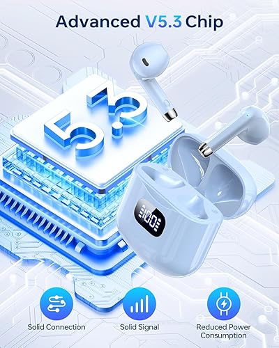 Miniatura 2 de Auriculares inalámbricos Bluetooth 5.3, reproducción de 40 horas, auriculares estéreo con pantalla LED, estuche de carga IPX7, auriculares