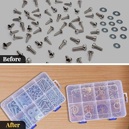 Miniatura 5 de Organizadores y almacenamiento de cuentas de 8 rejillas, caja organizadora de plástico con divisores extraíbles para dulces, aperitivos, joyería