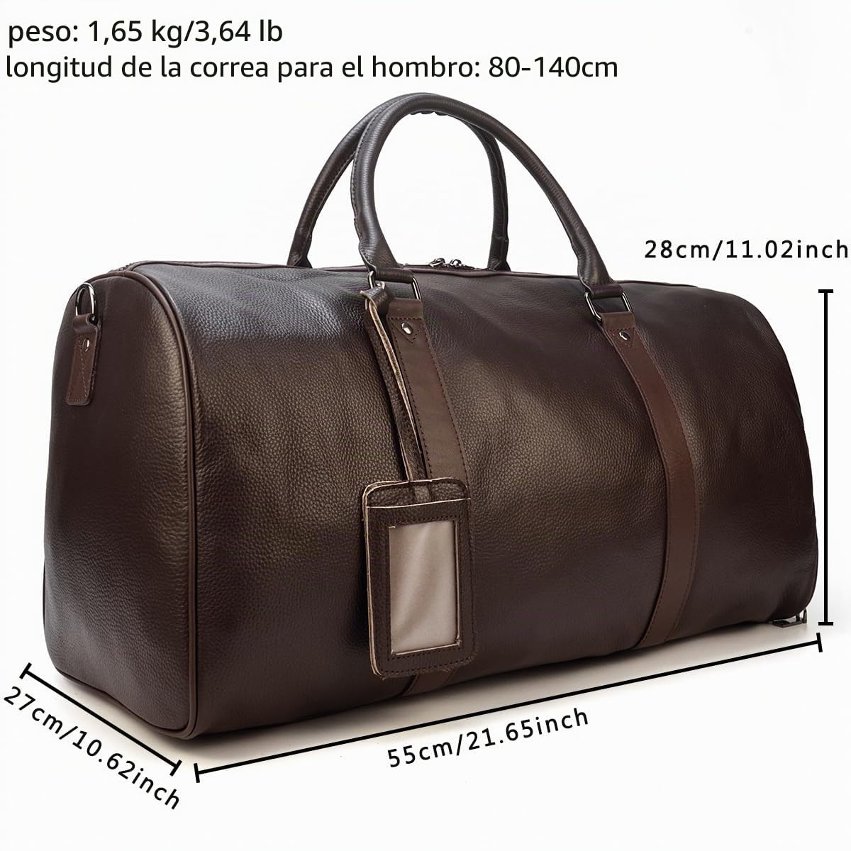 Hombre Bolsa de Viaje de Cuero Bolsa de Viaje de Fin de Semana de época con Compartimento para Zapatos, marrón