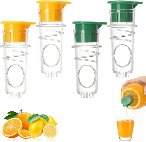 4 exprimidores de limón, exprimidor manual con tapa de rosca con filtro integrado, prensa de cítricos naranja, lima exprimible para cócteles,