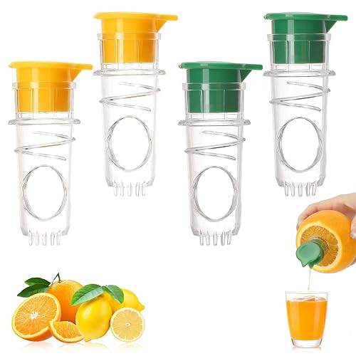 4 Pcs Lemon Squeezer, Screw Top Manual Juicer with Built-In