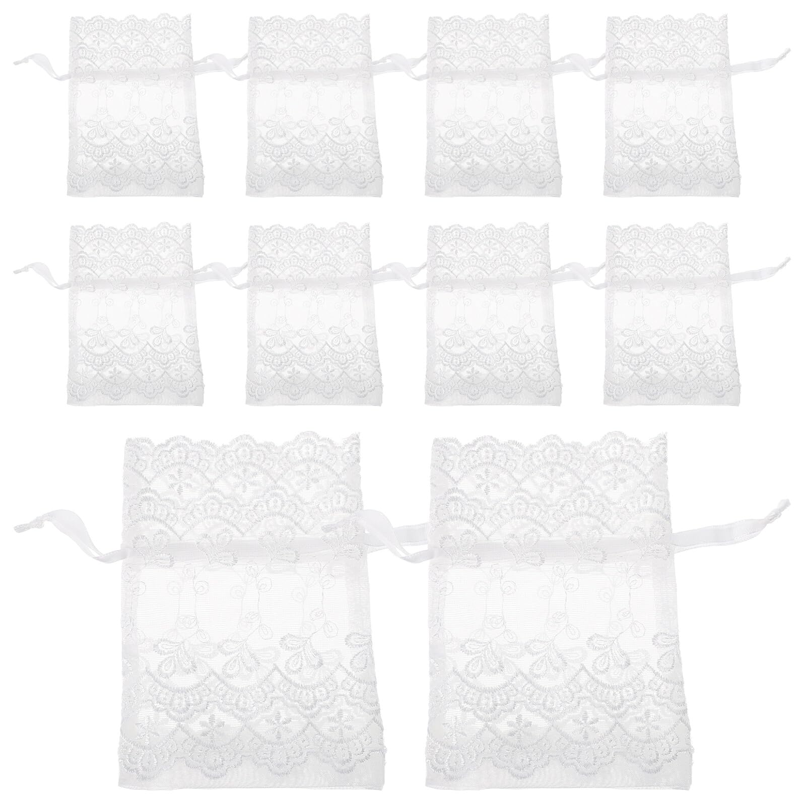 PRETYZOOM 25 Stück Teiliges Weißes Organza Netzbeutel mit Zugband Atmungsaktive Schmuckbeutel und Geschenkverpackung für Hochzeit Party Weihnachten Vielseitige Aufbewahrung für Halsketten
