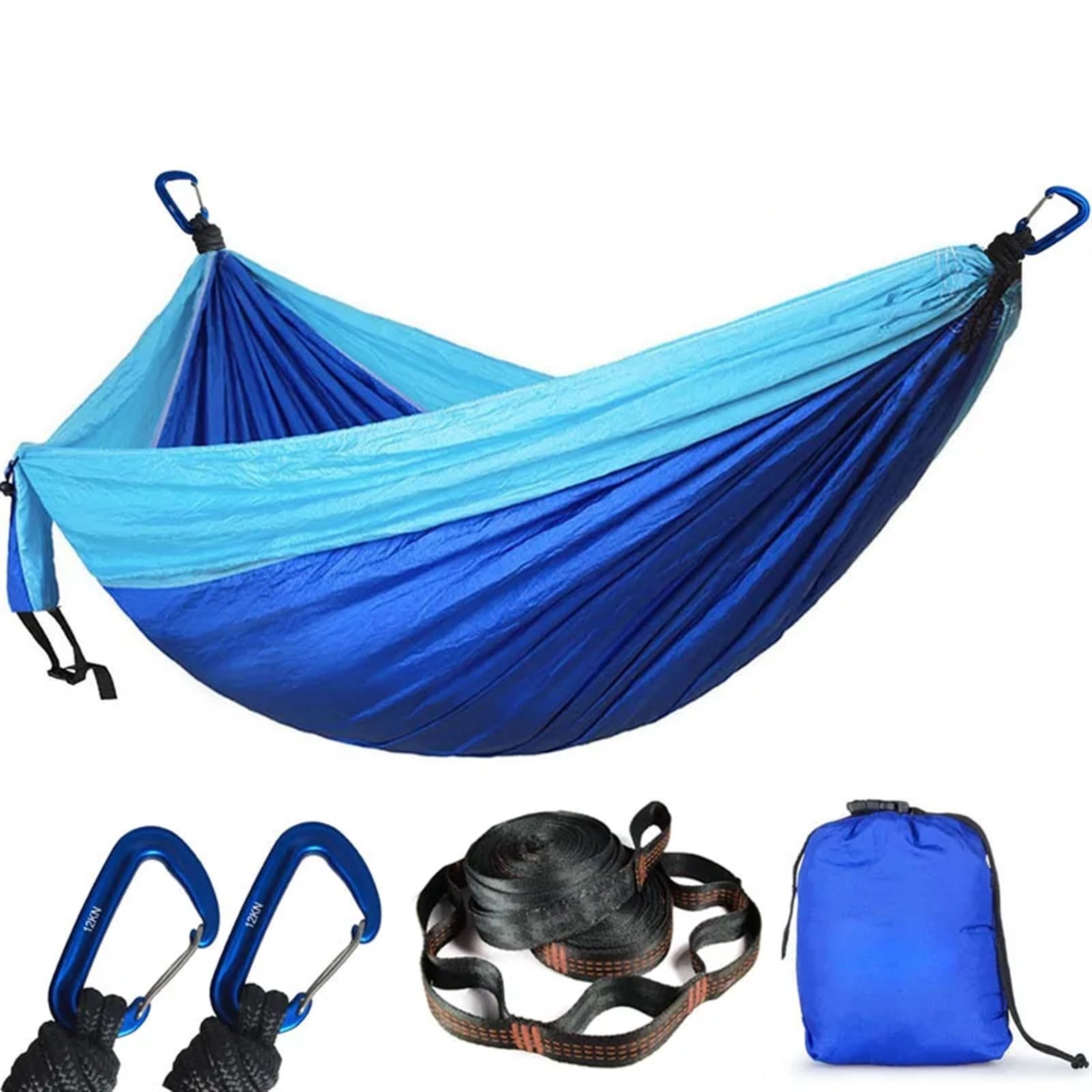 Amaca da Campeggio, Giardino, Tempo Libero, Viaggi, Amaca for Due Persone per l'escursionismo, Il Campeggio(Blue And Light Blue)