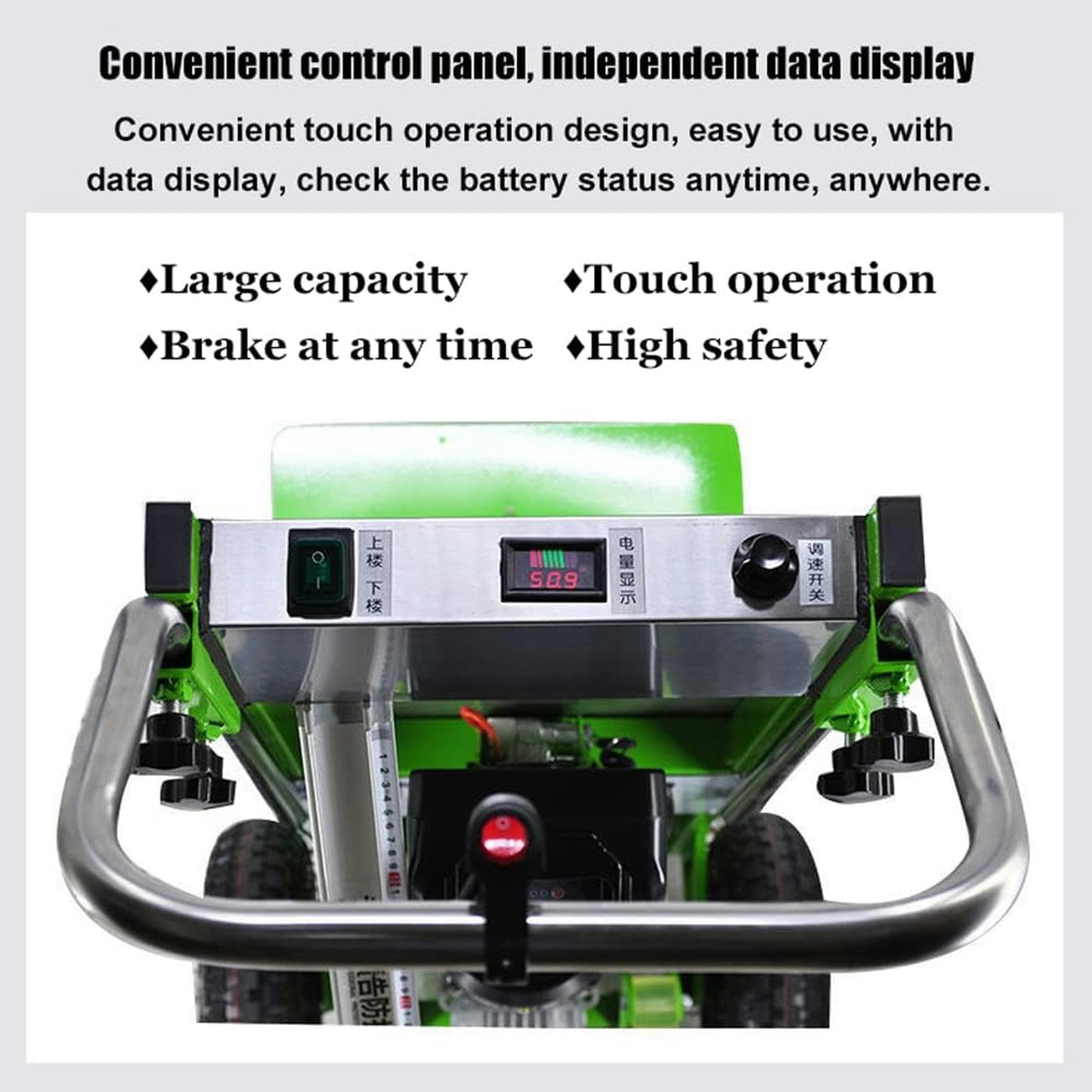 Carrello elettrico per salire le scale, carrello manuale per risparmiare manodopera su e giù per le scale con carico 200 kg, carrello facile da usare con motore brushless da 800 W/verde /