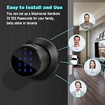 FITNATE Keyless Smart Fingerprint Door Knob, Bluetooth Digital Code Deadbolt with Keypad, Work with Echo, Support Tuya System's Gateway, Smart Lock for Bedroom, Apartment, Office, Easy to Install