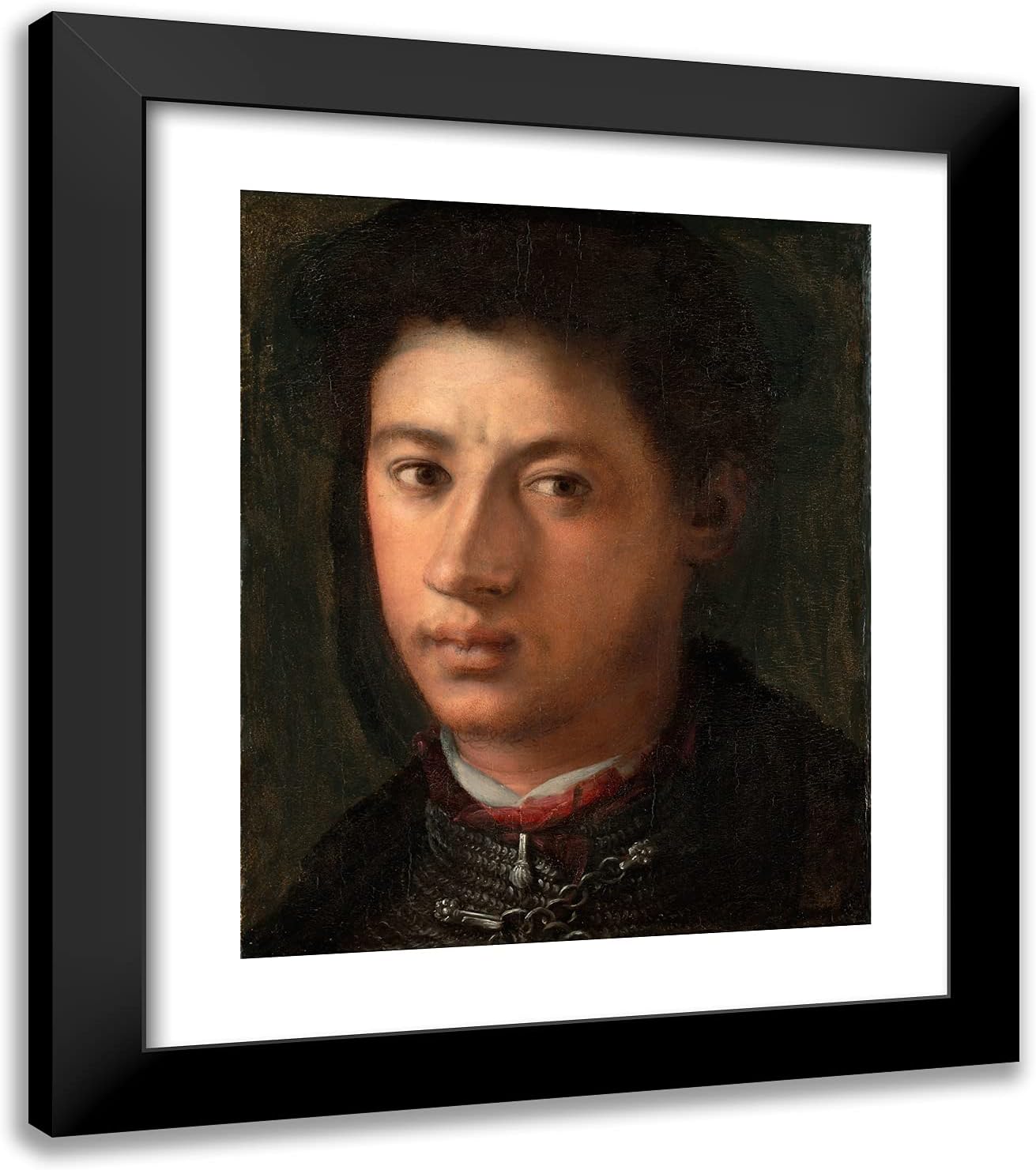 ArtDirect Pontormo, (Jacopo Carrucci) 20x23 Black Modern Framed and Double Matted Art Print Titled Alessandro de' Medici