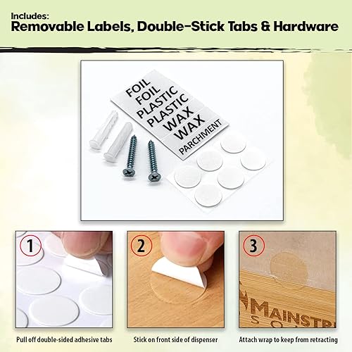 Miniatura 5 de Mainstream Source Dispensador grande de papel de bambú para rollos de 1000 pies y 12 pulgadas, organizador de papel de aluminio extra grueso con