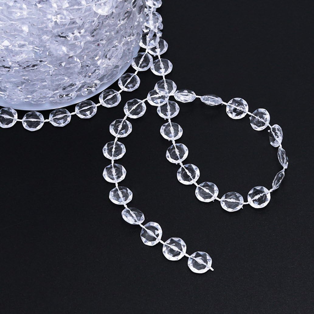 BlueSnail 99 ft Clear Crystal Acrylic Like Beads Wrapped by The Roll - Wedding Decorations, Party Decor, DIY(Flat, Clear)