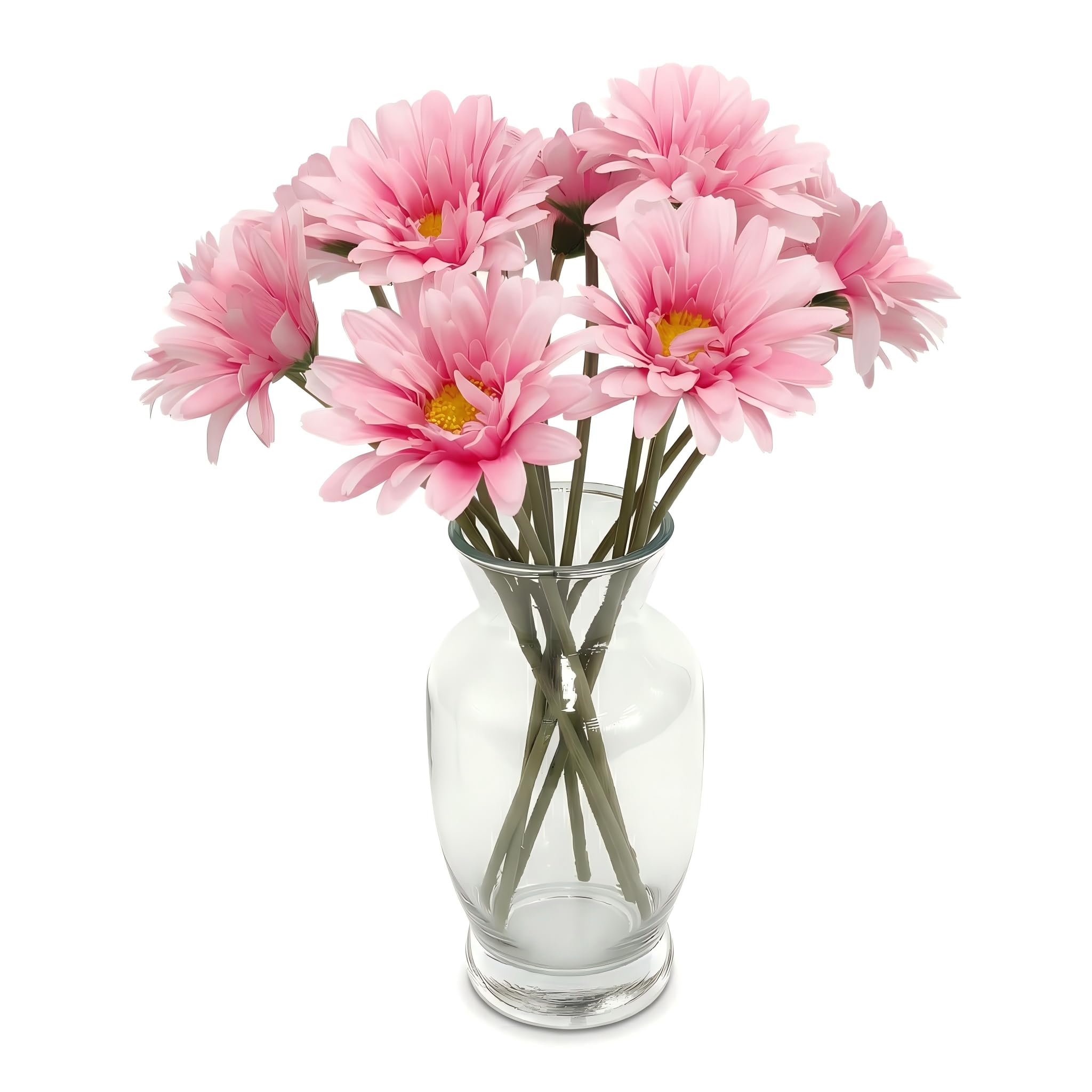 Artifiplant Pink 17'' Faux Gerbera Daisy Artificial Flowers,14 Pcs Fake Silk Daisies Flowers For Home Kitchen Living Room Bathroom Décor (14, )