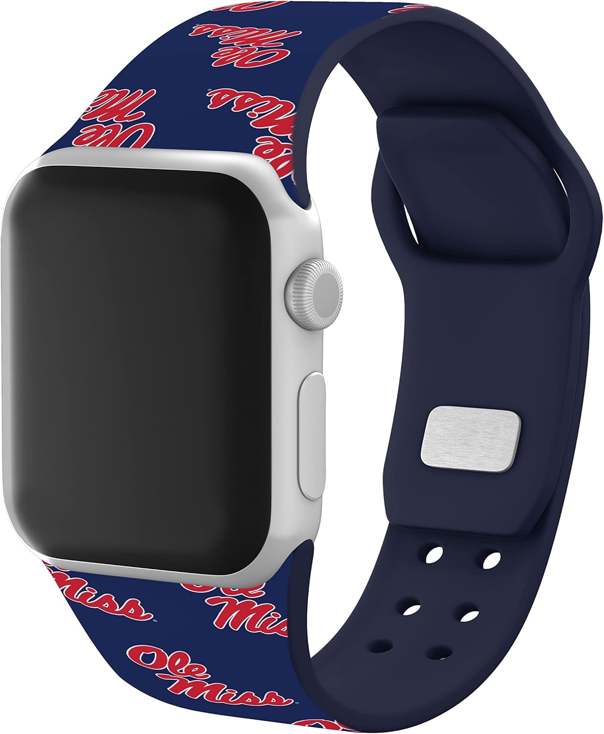 AFFINITY BANDS Mississippi Ole Miss Rebels HD Combo Package Compatible with Apple Watch and AirPods Gen 1 & 2 (38/40/41mm (42mm Series 11) Short Repeating)