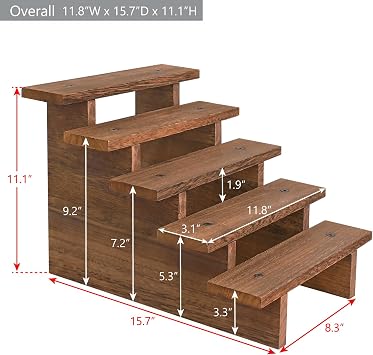 Ikee Design 5-Tier Wooden Display Stand for Plants & Collectibles