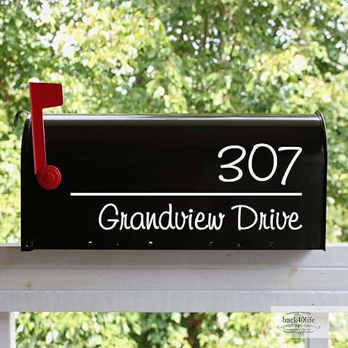 Vista 22 de Personalized Mailbox Numbers - Custom Reflective Vinyl Decal for Street Address - Decorative House Numbering - Gift 3DY - Back40Life (Classic Offset)