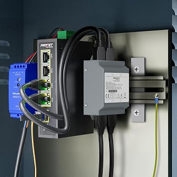 PROCET Ethernet Surge Protector Gigabit - 2 pairs Port 20KV Industrial Lightning Arrestor for -40°F to 185°F, 120W/port PoE++ RJ45 Surge Protector, 10/100/1000Mbps, Gas Discharge Tube(GDT), PT-PR02G