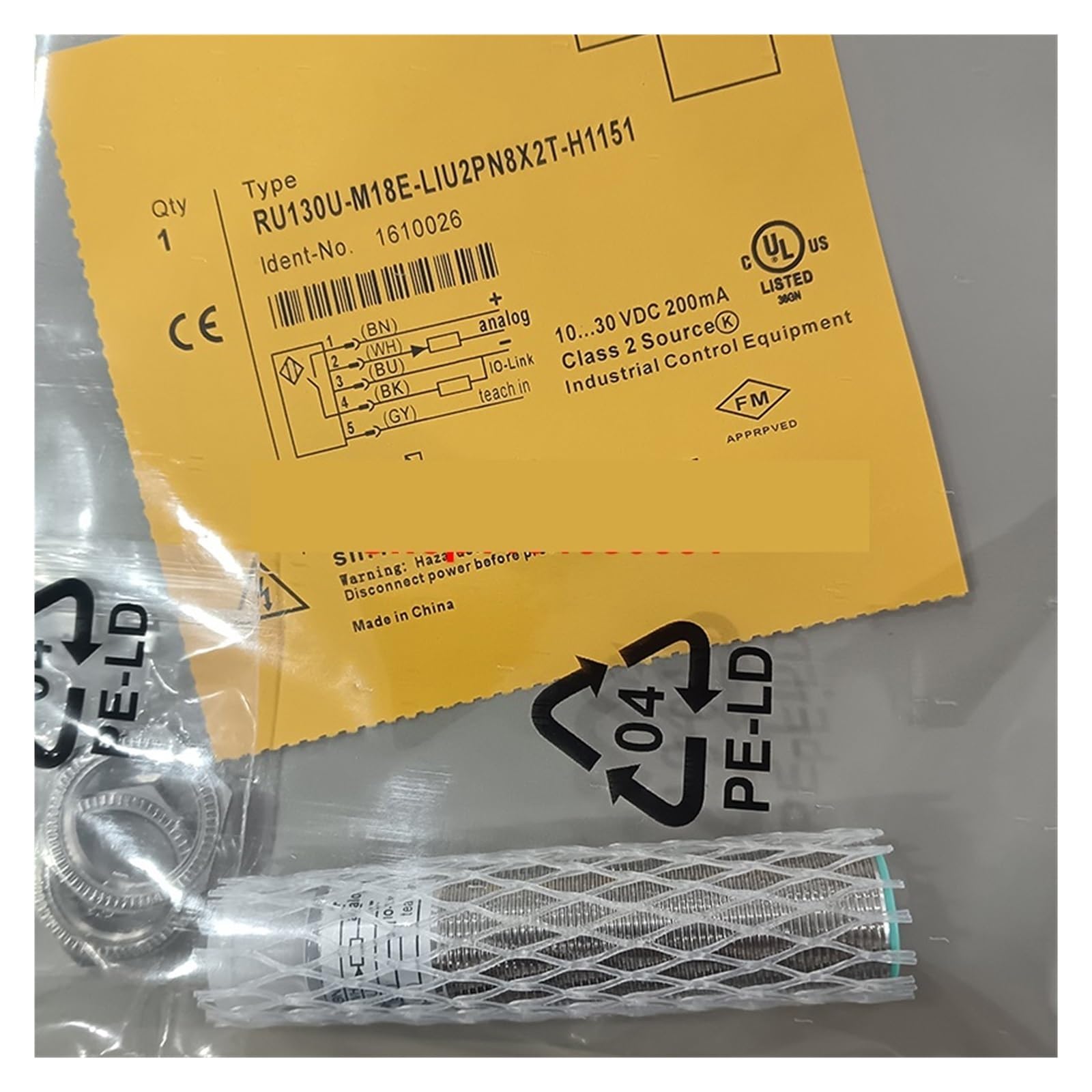Capteur RU130U-EM18E-LIU2PN8X2T-H1151/3GD programmable sortie analogique IO-Link