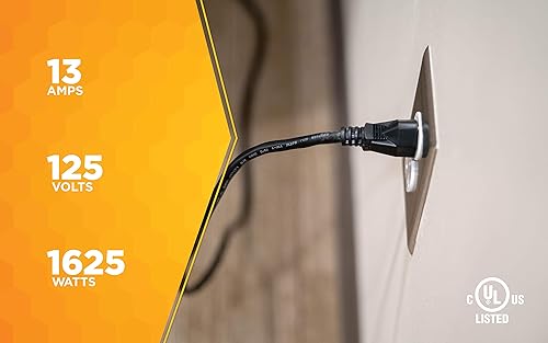 Vista 7 de Woods Light Duty Extension Cord - Indoor Power Solution for Office & Household Use - SJTW Extension Cord - 16 Gauge - 3 Conductor - 25 Feet - Black