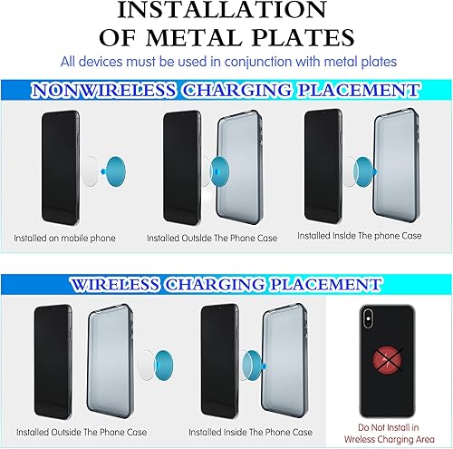 Miniatura 5 de TOODOO Soporte magnético para teléfono celular, 4 piezas, soporte para teléfono celular, soporte universal para automóvil, soporte magnético plano