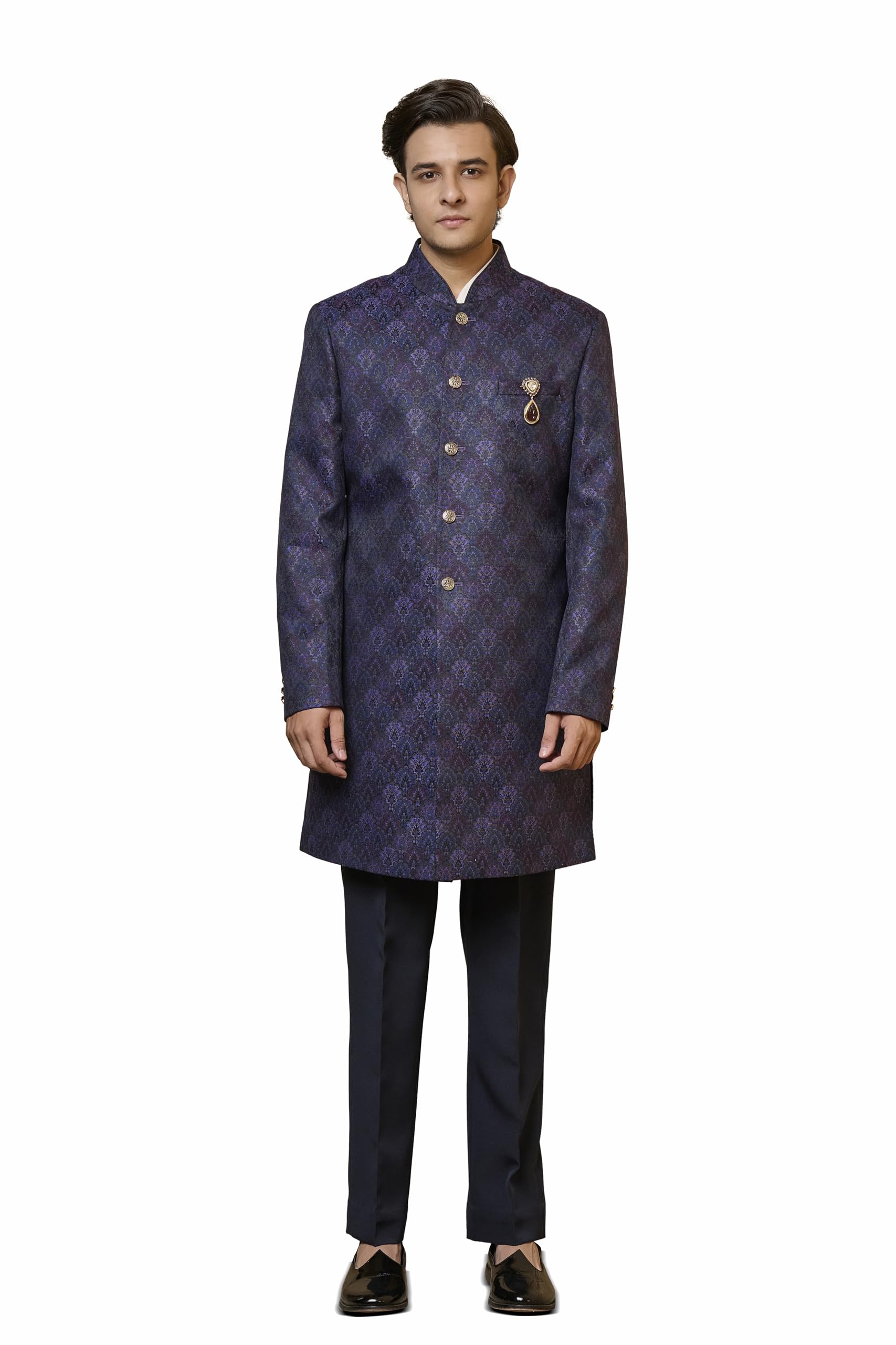 Purple Embroidered Indo-western Set-image-11