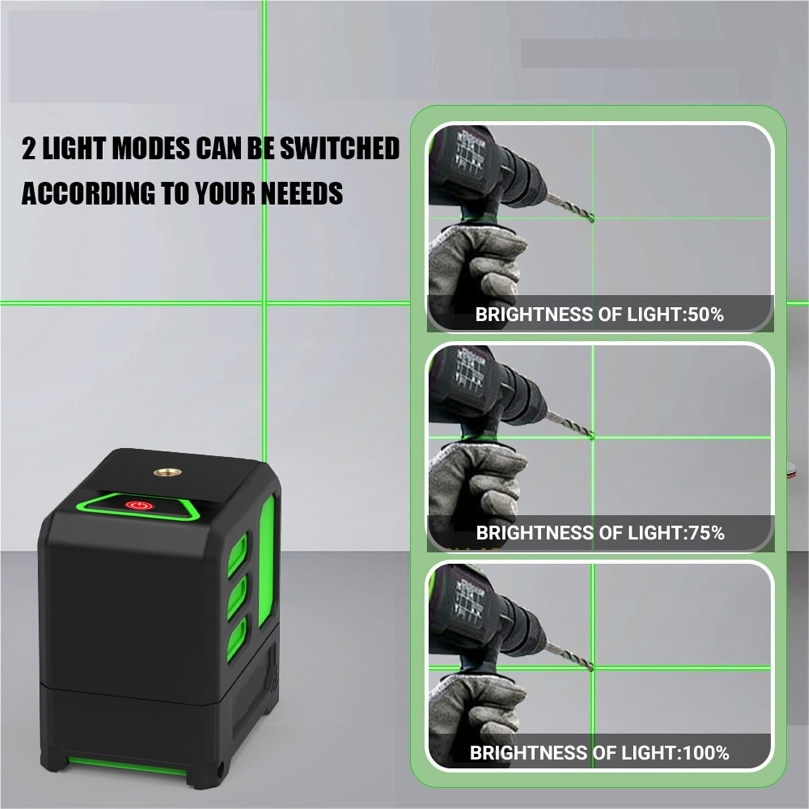 medidor de Distancia láser, Nivel Láser Verde 2 Líneas 10M Autonivelante Horizontal Y Vertical Herramientas De Medición Súper Potentes