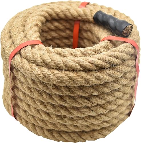 Miniatura 2 de Cuerda de yute de 1 pulgada x 50 pies, cuerda de cáñamo natural gruesa y pesada cuerda náutica trenzada para manualidades, escalada, agrupación,