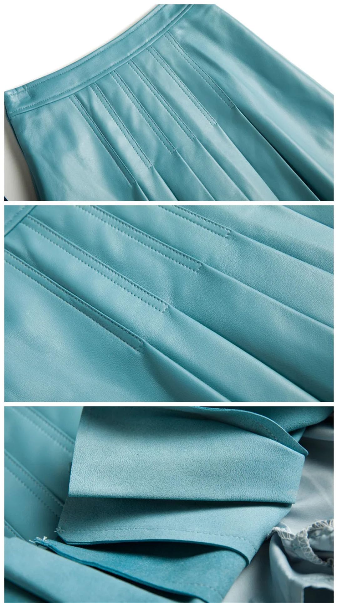 Minigonna da donna in vera pelle sexy a pieghe