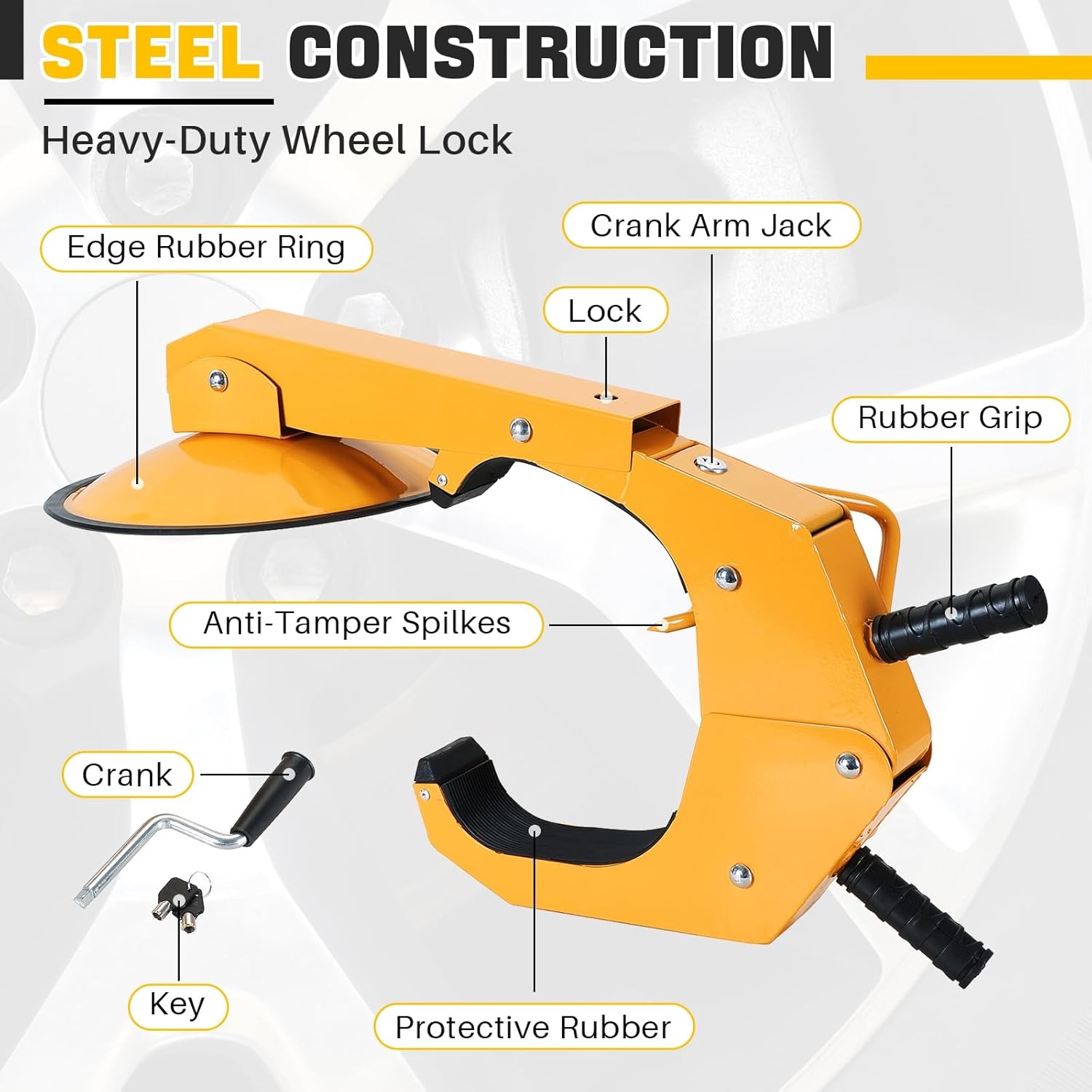 DASBET Wheel Lock 2 Pack Tire Boot Lock Adjustable Anti Theft Tire Lock Heavy-Duty Wheel Lock Clamp for Cars, Trucks, SUVs, Campers, RV Trailers