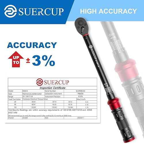 Miniatura 2 de Llave dinamométrica de 12 pulgada - 20-150 ft.lb27.1-203.3 Nm, llave dinamométrica ajustable de doble dirección de 72 dientes con hebilla para