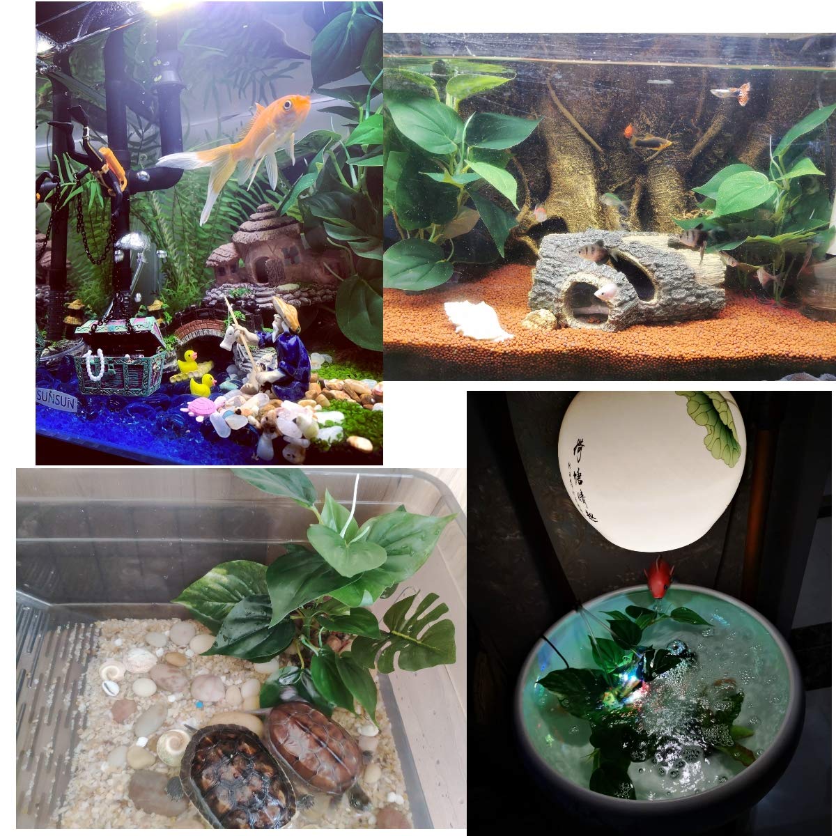 JZK Artificiali Acquario Pianta Piante 30cm Acquario Decorazioni con Foglie in plastica per Pesce, rettili e Anfibi
