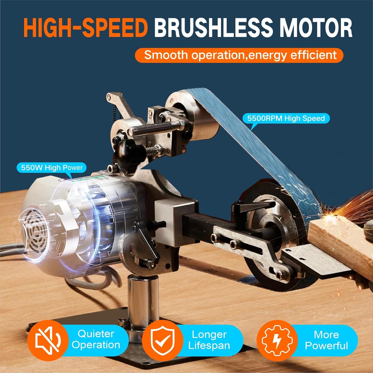 Belt Sander Professional with Vertical and Horizontal Support, 30" x 1" Belt Size, 3 Grit Belts (100/180/240), Metal Wood Knife Sharpening, Adjustable Workbench