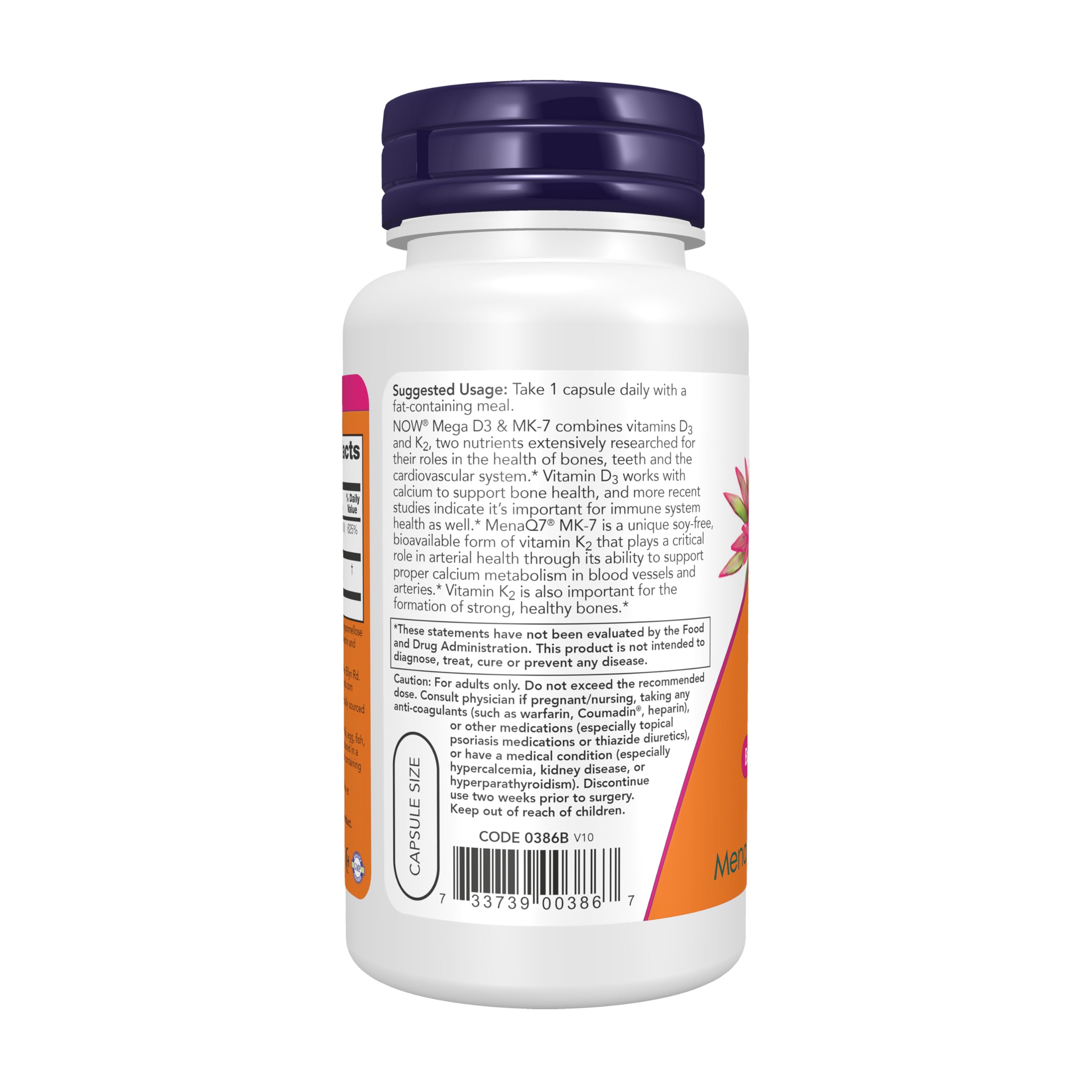 NOW Supplements, Mega D-3 & MK-7, 5000 IU / 180 mcg, 120 Caps — Amazon image 3