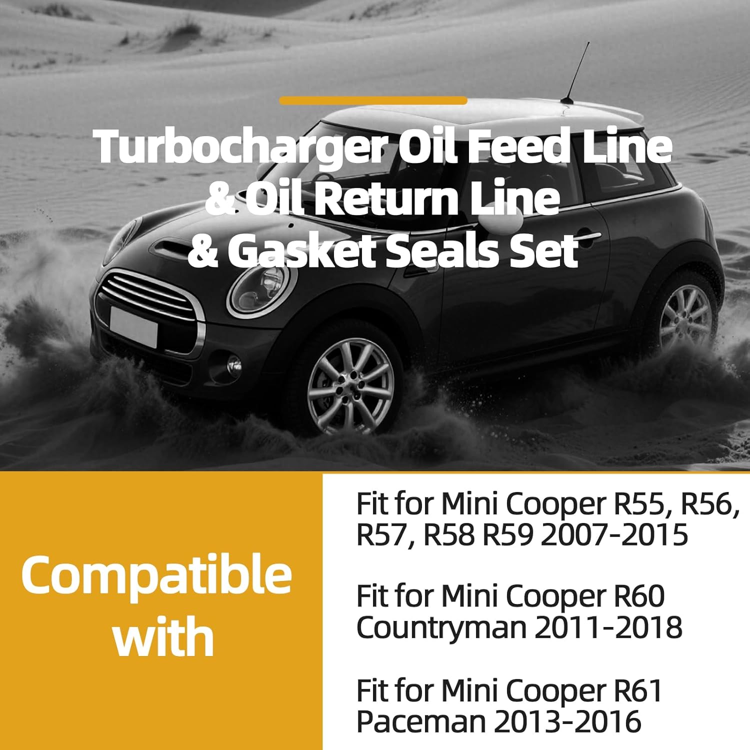 Turbocharger Oil Feed Line & Oil Return Line & Gasket Seals Set Fit for Mini Cooper R55 R56 R57 R58 R59, for Countrymanm R60, for Paceman R61 2007-2018# 625-827, 11658617069, 11427557009