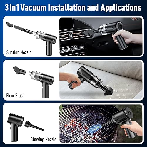 Miniatura 6 de Mini aspiradora, aspiradora de mano recargable inalámbrica, aspiradora portátil para automóvil con motor sin escobillas, 12000 Pa de alta potencia 3
