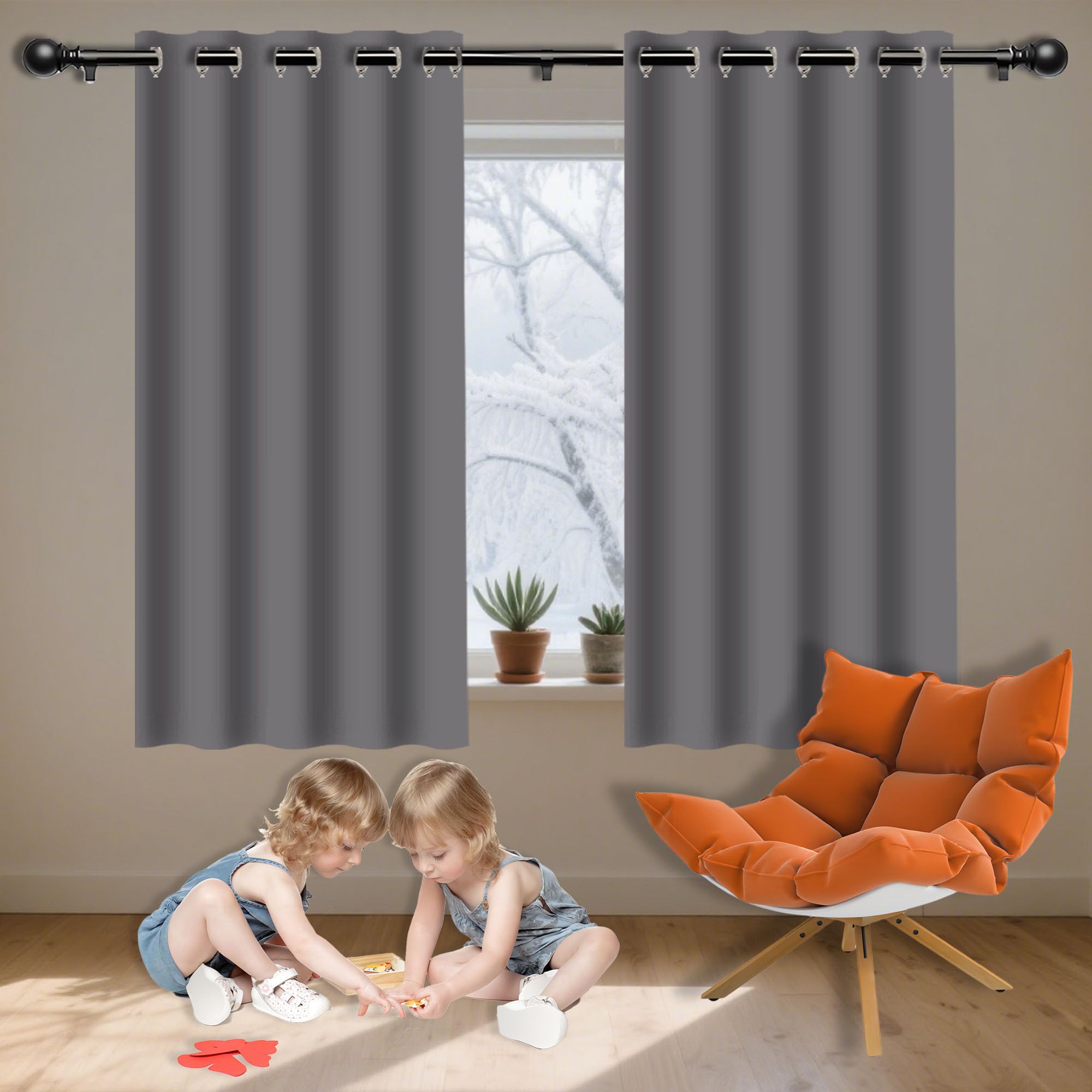 Rideaux occultants isolants à oeillets, grand format 345 x 350 pour porte-fenêtre