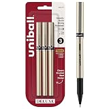 Uniball Deluxe 0.7mm Fine Point Rollerball Pen, 3 Black - Smooth Writing, Waterproof Ink, Office Supplies, Ballpoint Pen – view 1