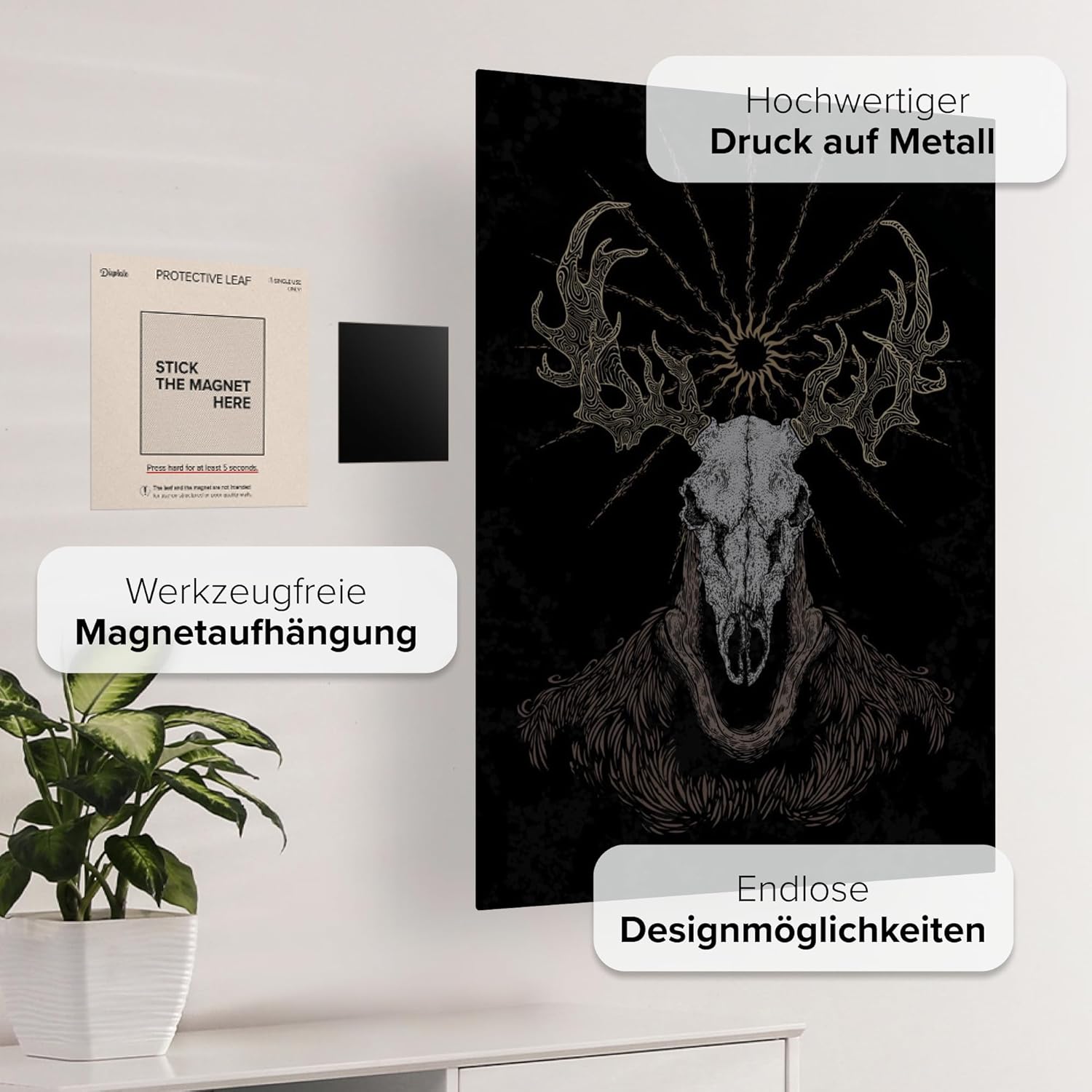 Displate Official Witcher Metal Poster Magnetic Mounting Included Licensed Artwork Modern Wall Decor Summer Collection Leshen King Of The Forest Poster 12.6x17.7 in