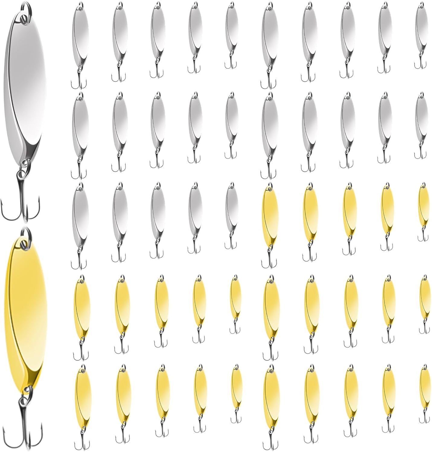 Fishing Lures Fishing Spoons, 5pcs/25pcs/30pcs/50pcs Trout Lures Bass Lures Hard Metal Spinner Baits for Salmon Bass Trout