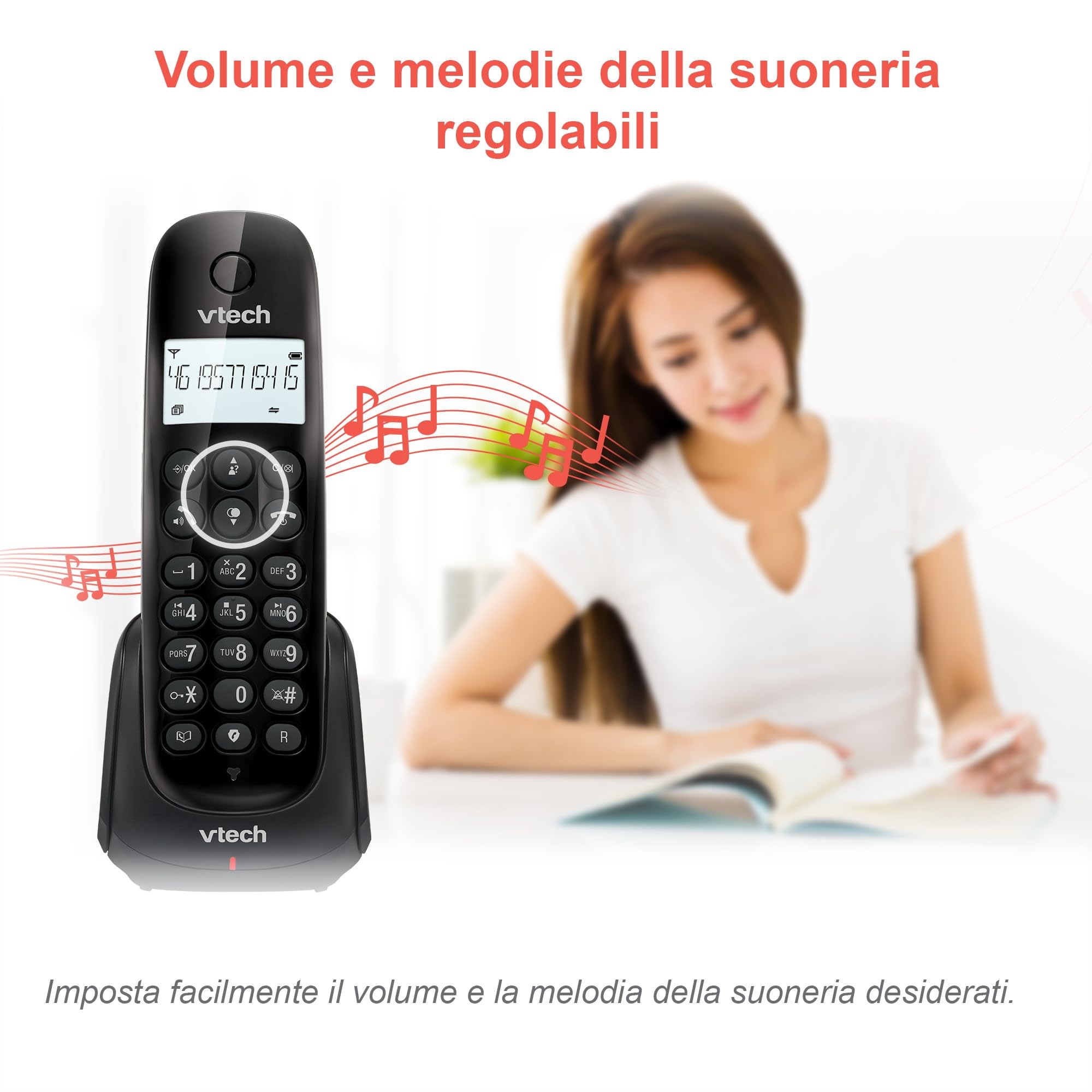 VTech CS1450 Telefono cordless DECT con segreteria telefonica, funzione vivavoce, blocco chiamate, identificazione chiamante/funzione di chiamata in attesa, display retroilluminato, modalità ECO