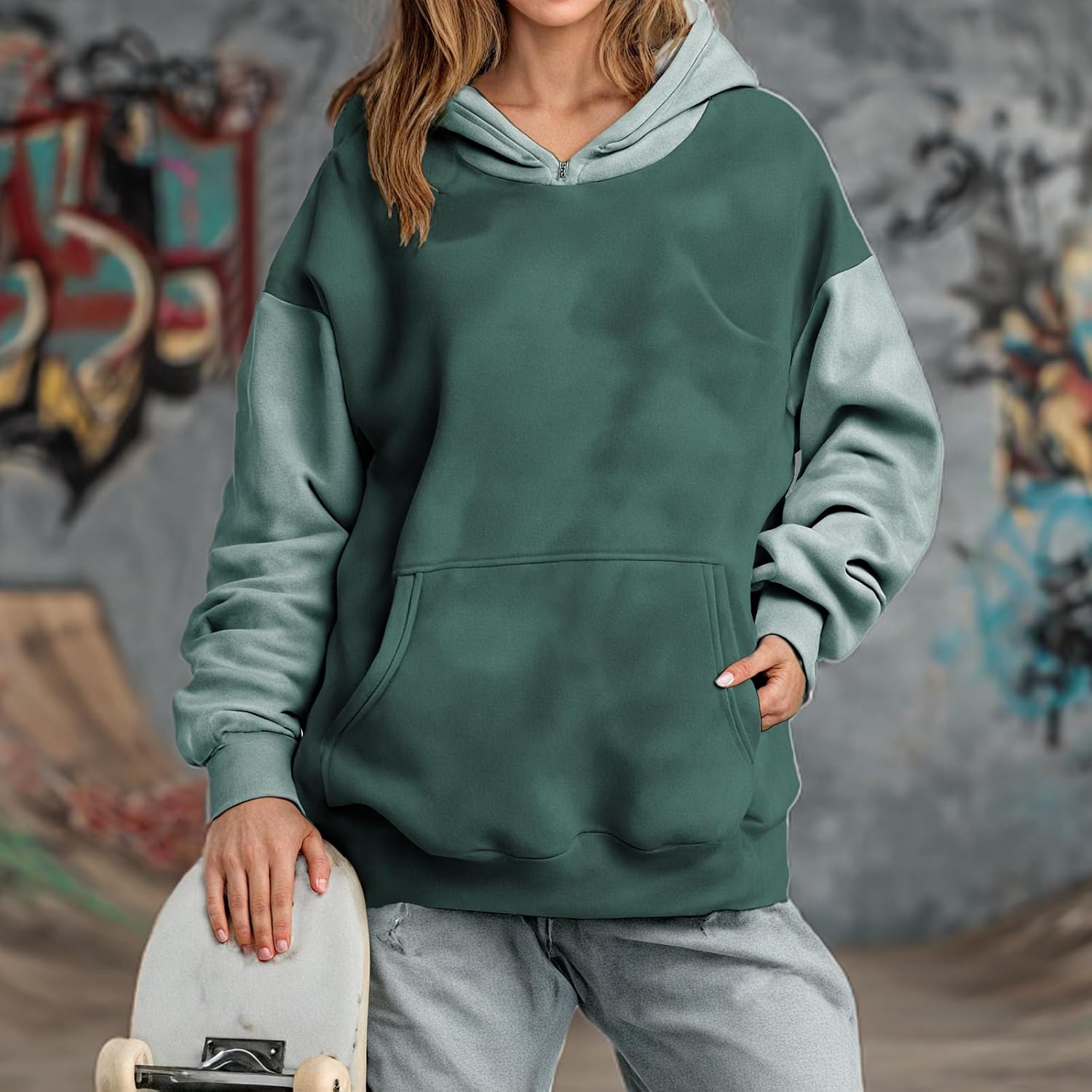 MARSVOVO Hoodies for Women Trendy Classic Pullover Comfy Sweatshirt Spring Fall Winter Cute Clothes with Pocket - Image 2