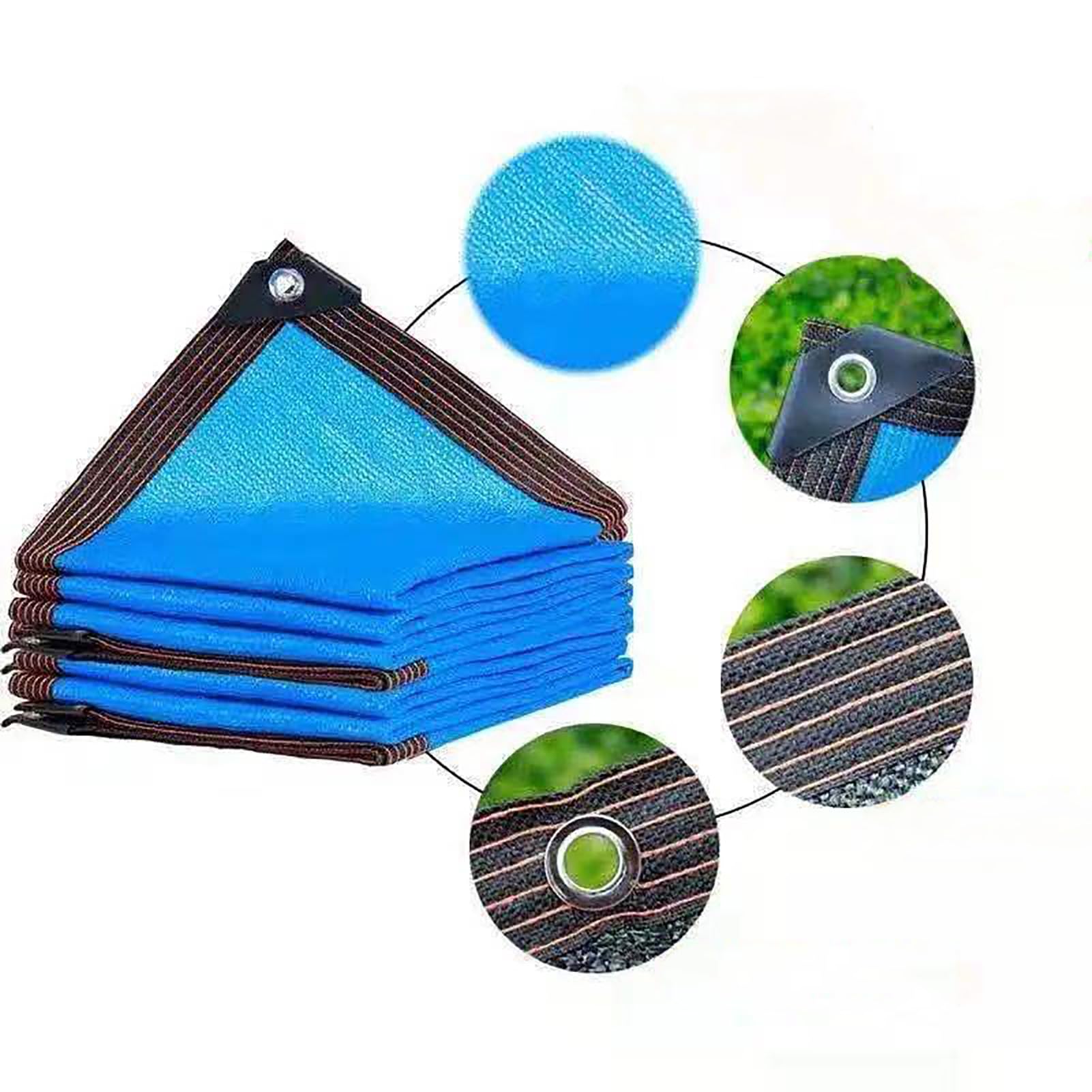 Malla de sombreo para Invernadero con protección UV del 90%, Transpirable, para Plantas y Flores de Exterior, Color Azul, 5x10 m, Borde Sellado.