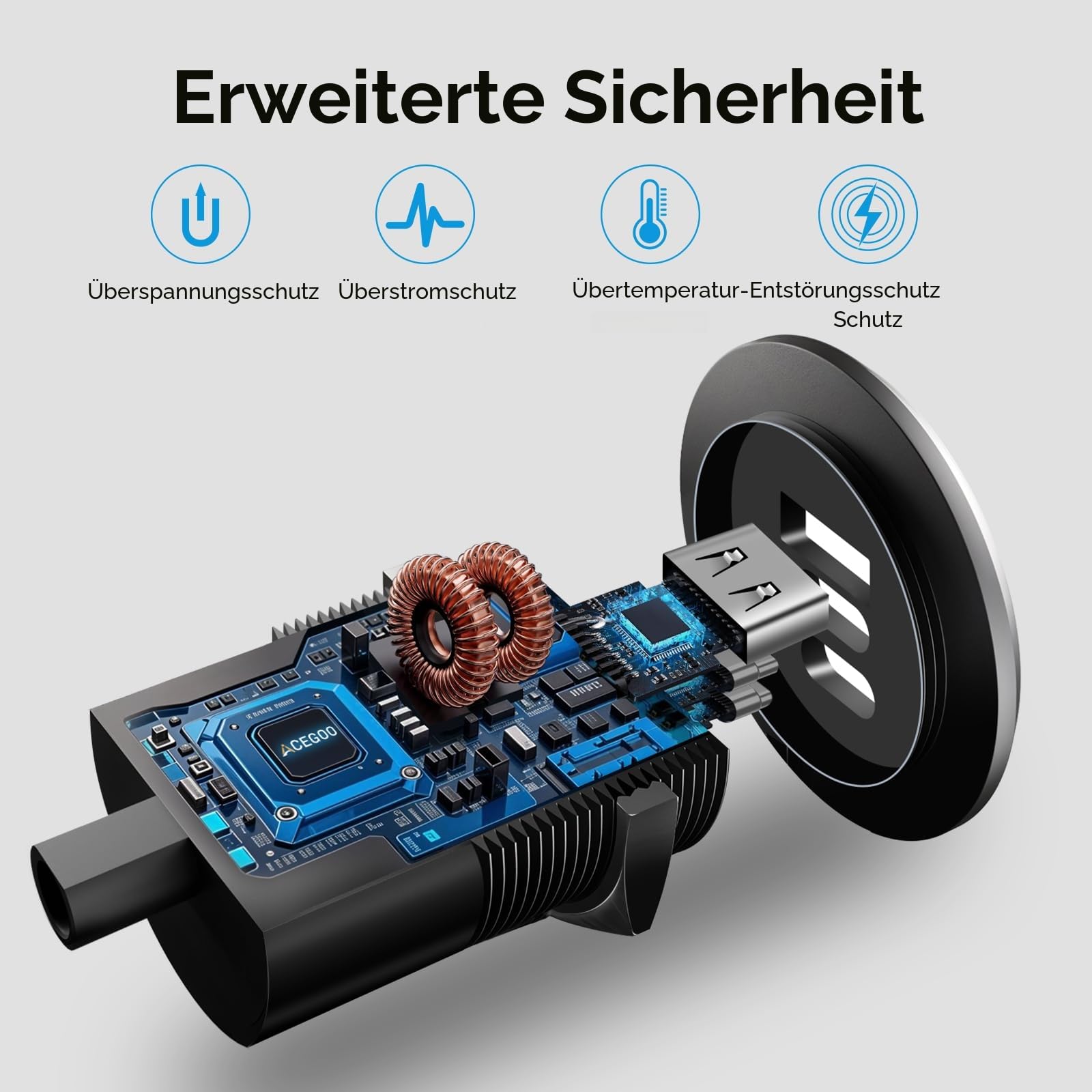 acegoo USB C Steckdose 12V Aluminium, Dual Typ C PD3.0 20W & QC3.0 18W, KFZ 12 Volt Buchse Dose Einbau Adapter für Wohnmobil Camper Auto Boot LKW Wohnwagen Jacht, 2 Stück