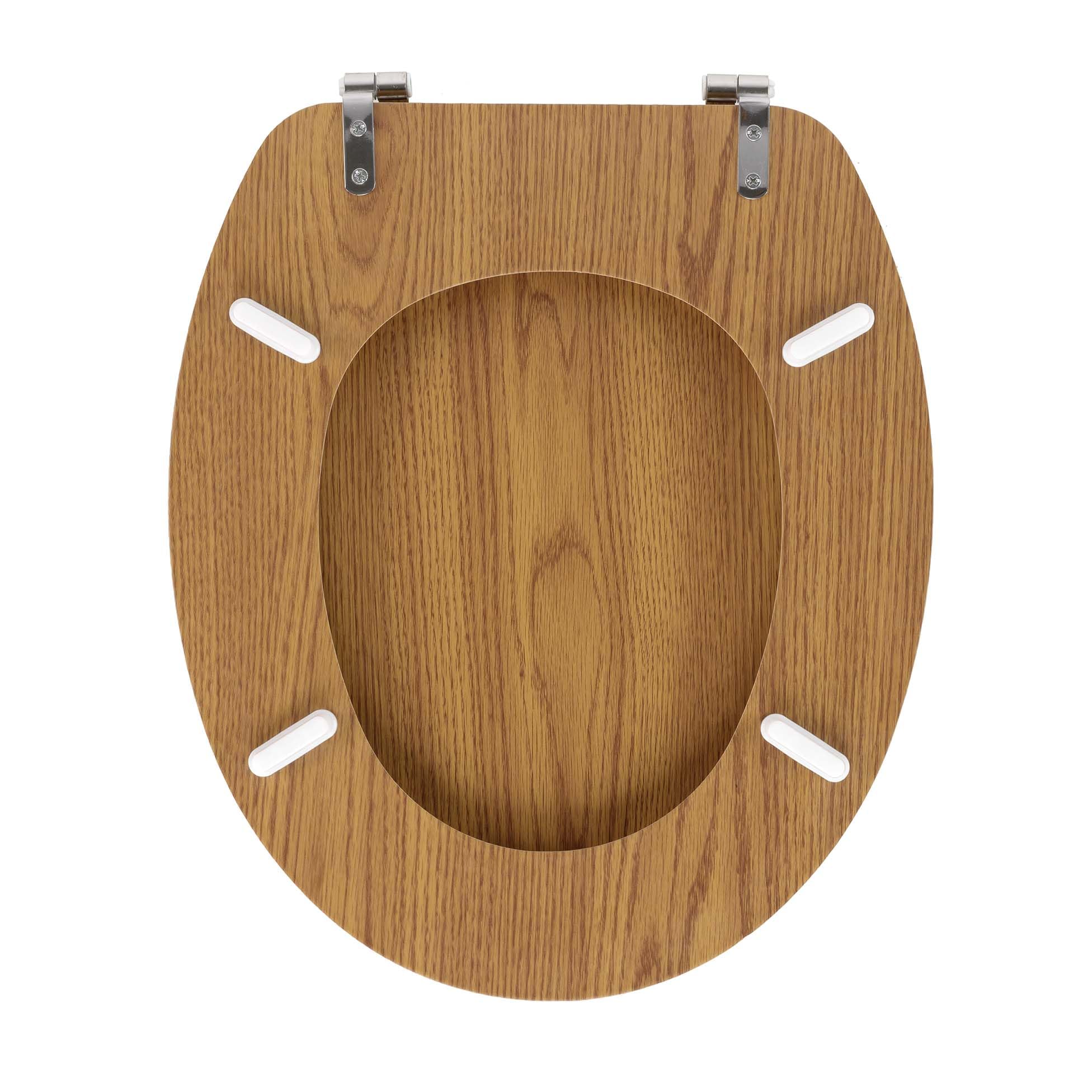 Douceur d'Intérieur, Abattant WC à Charnières Métal (37 x 47 cm) Strata Chene, MDF Effet Bois