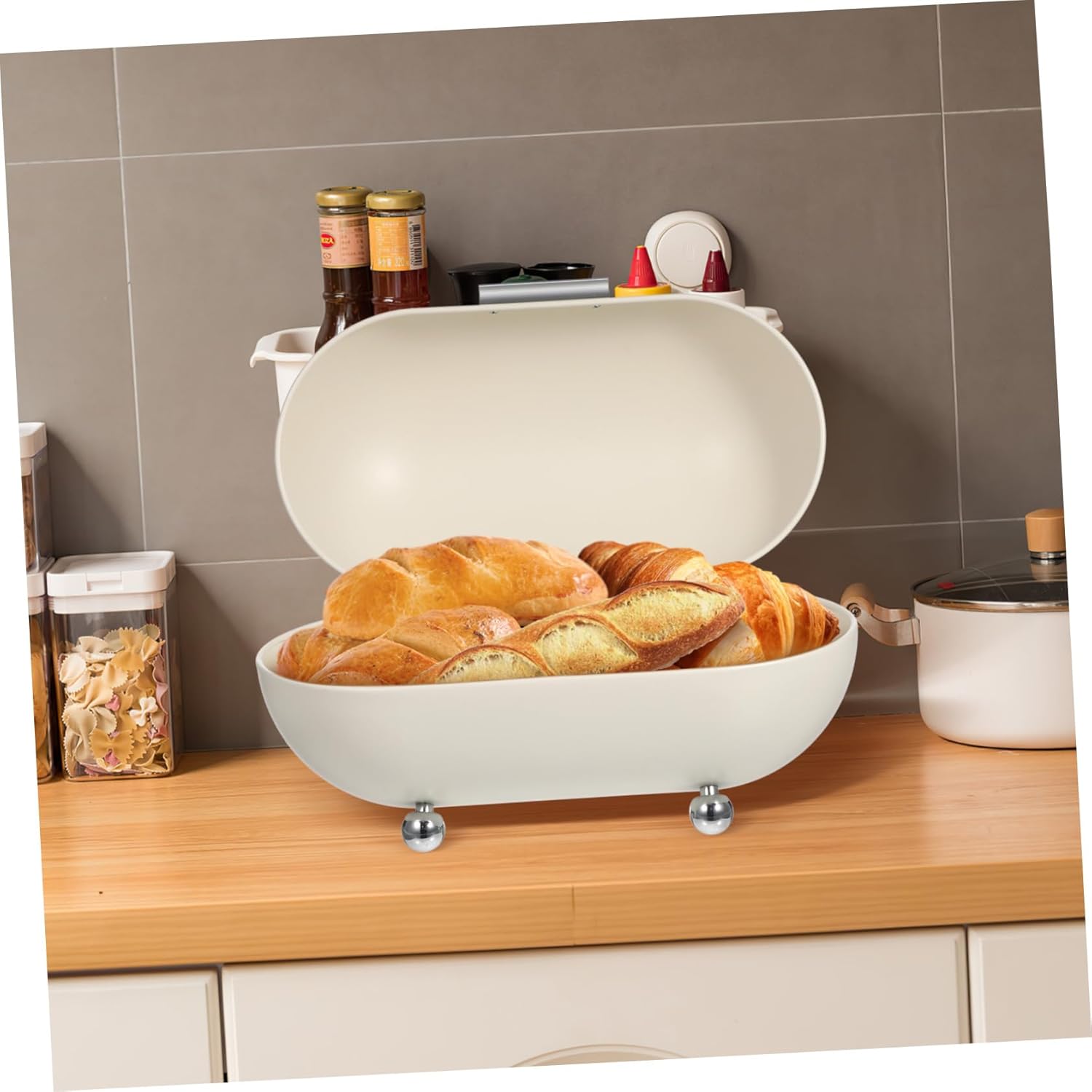 Metal Bread Box Bin Storage Tin, Bread Storage Container Retro Bread Saver Dispenser Candy Key Bowl Kitchen Pantry Organizer Multi-purpose for Home Decor