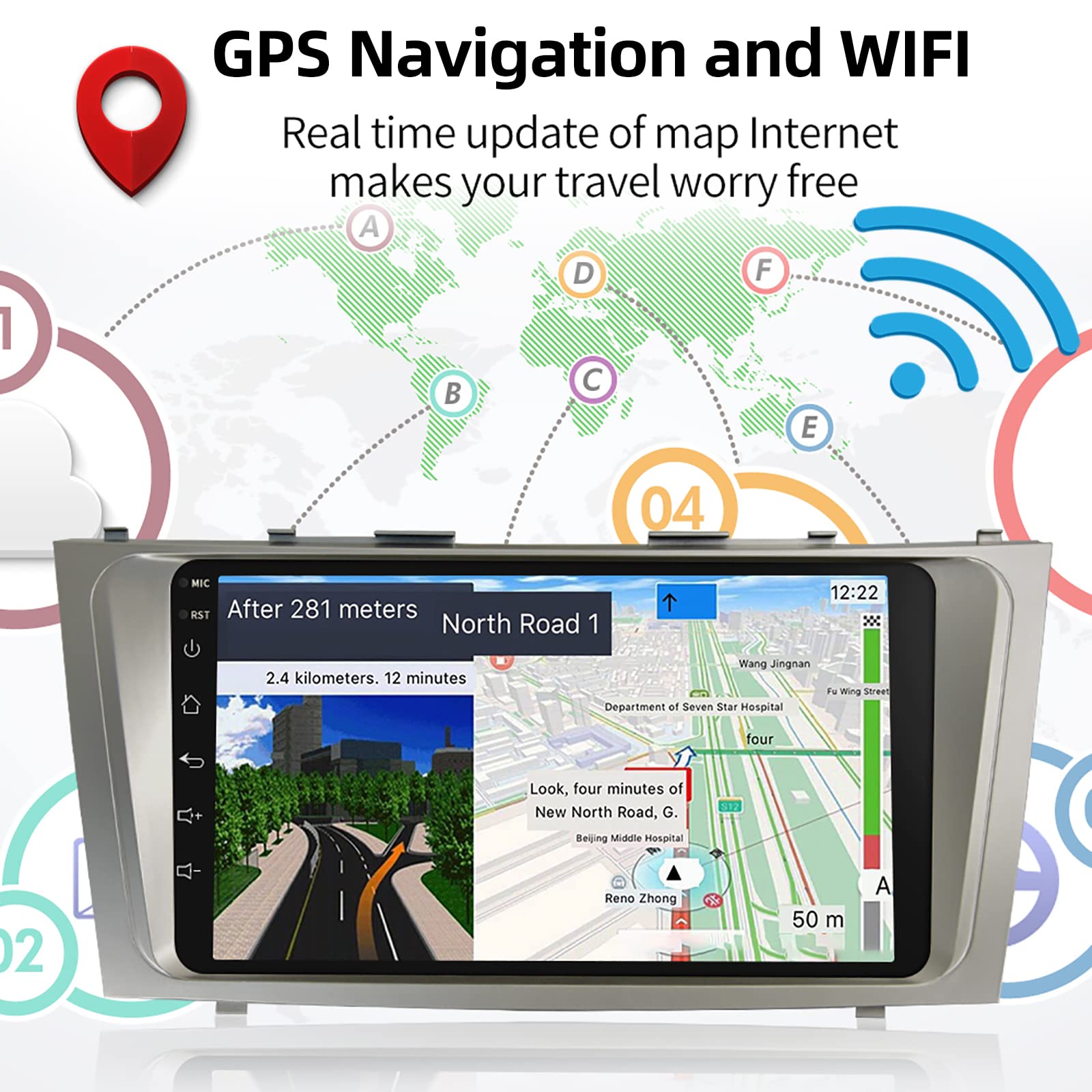 [2+32G] Android 11 Car Radio for Toyota Camry 2007 2008 2009 2010 2011 with Apple Carplay and Android Auto, 9inch Touchscreen Stereo with Backup Camera and Microphone